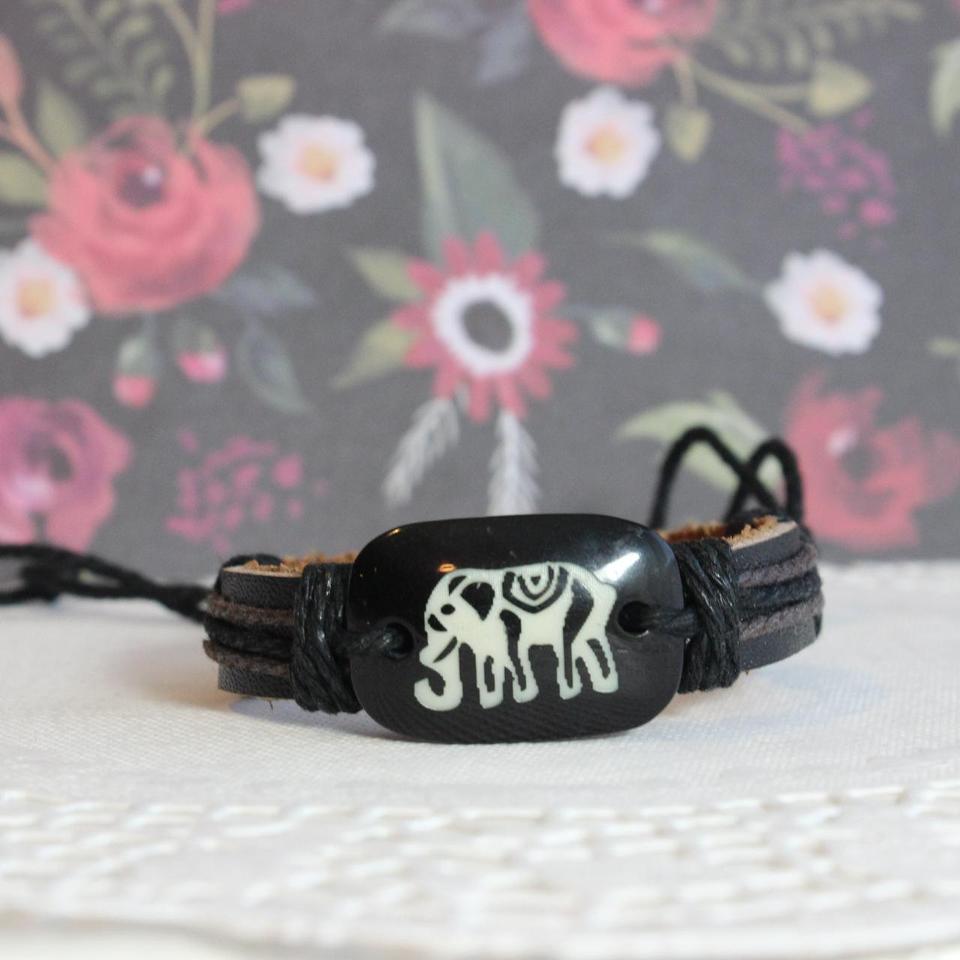 Leather deals elephant bracelet