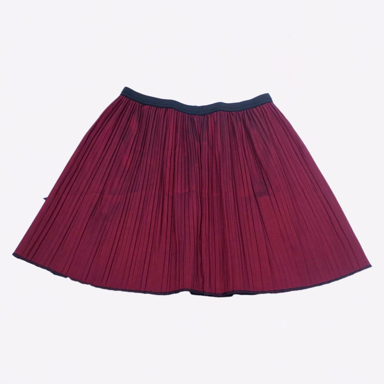 BURGUNDY PLEATED MINI SKIRT WITH TWO SLITS AND BLACK... - Depop