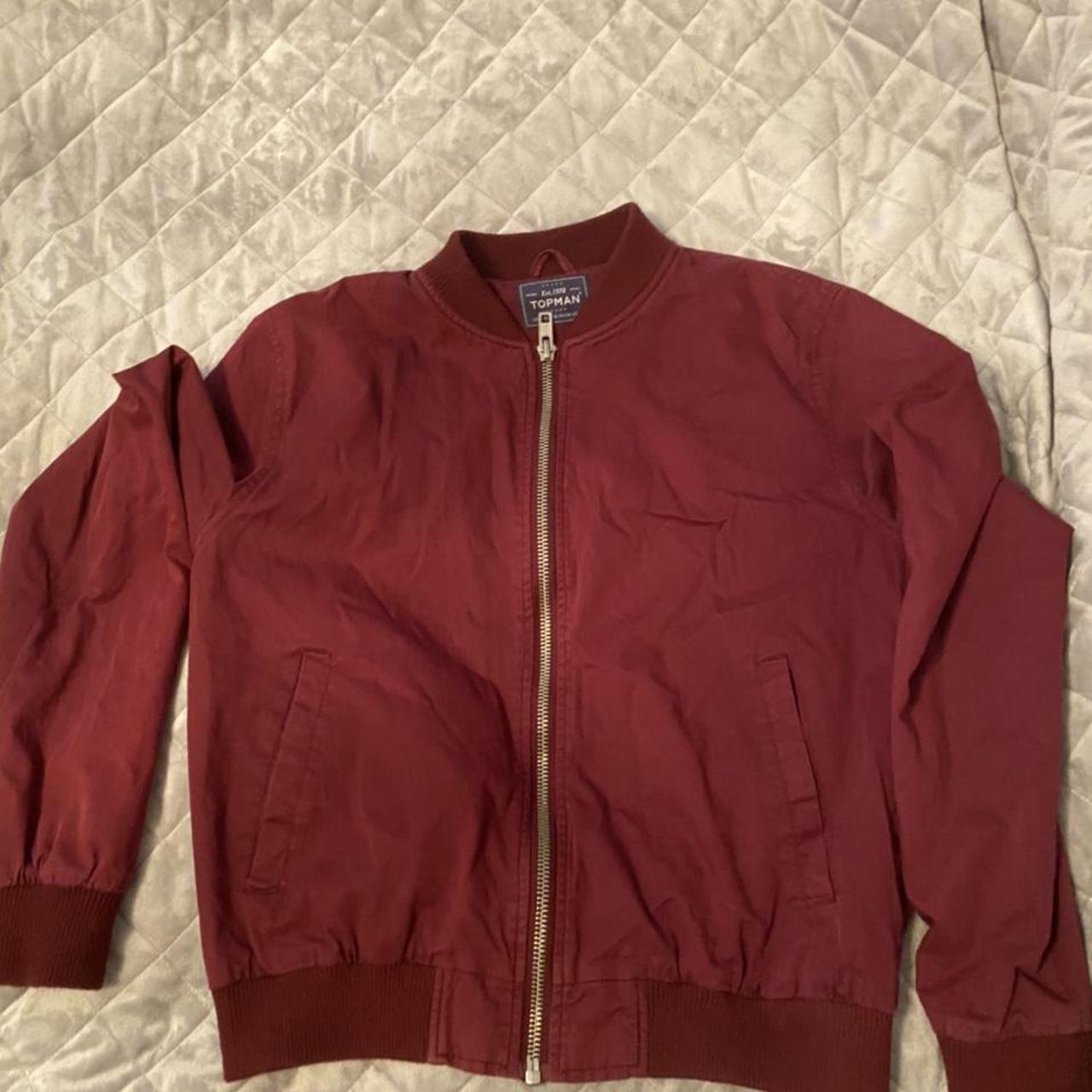 Topman Men's Burgundy Jacket | Depop