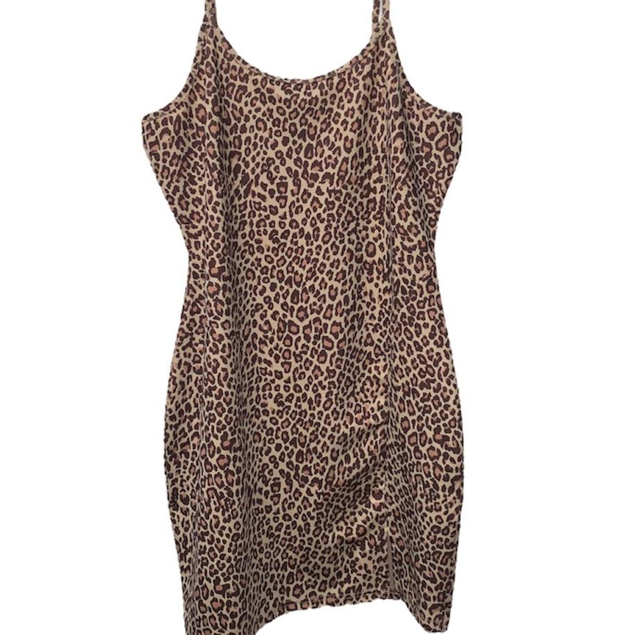 Mini Cami Leopard Print Dress Slit on the right... - Depop