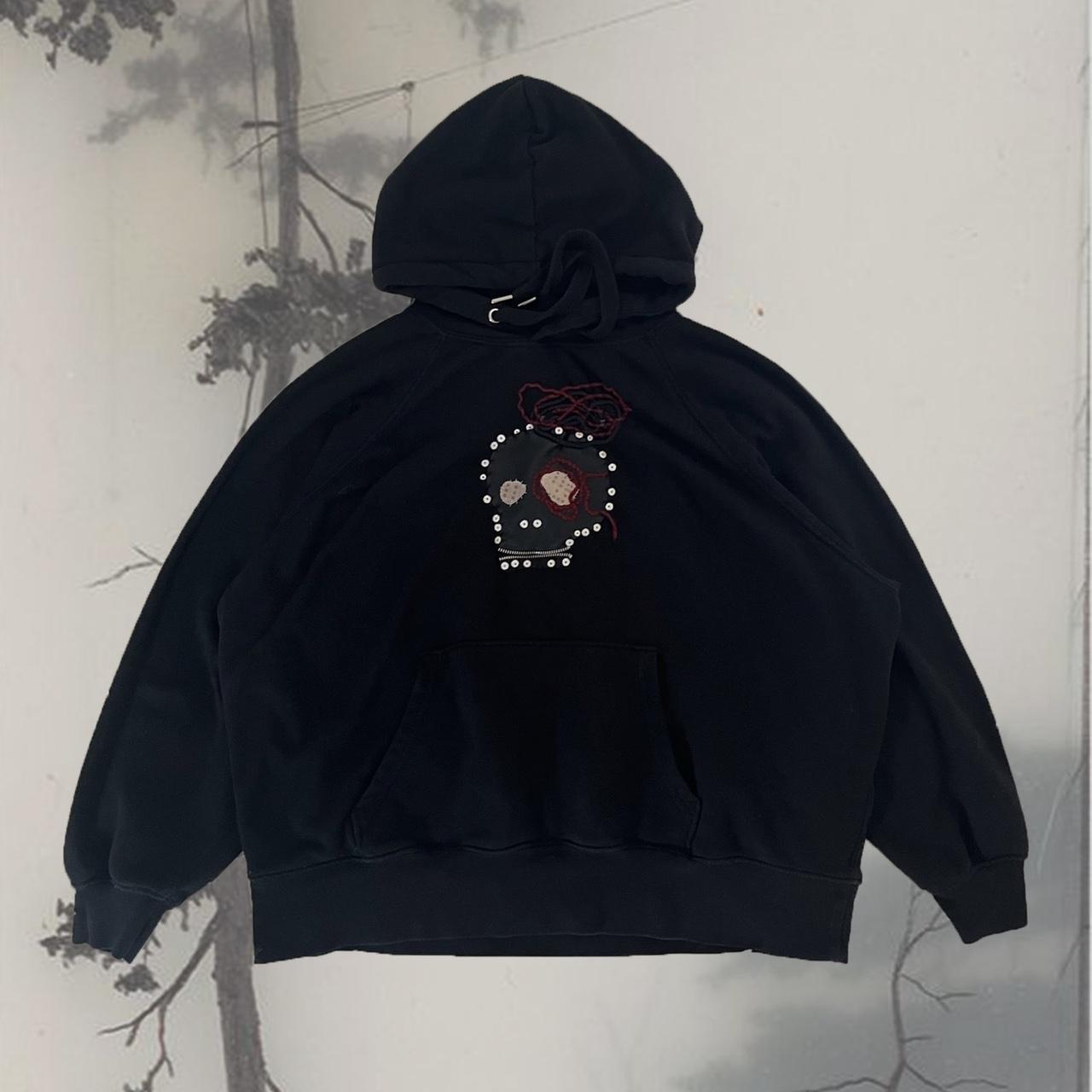 Handmade unique skull patchwork black hoodie Hand... - Depop