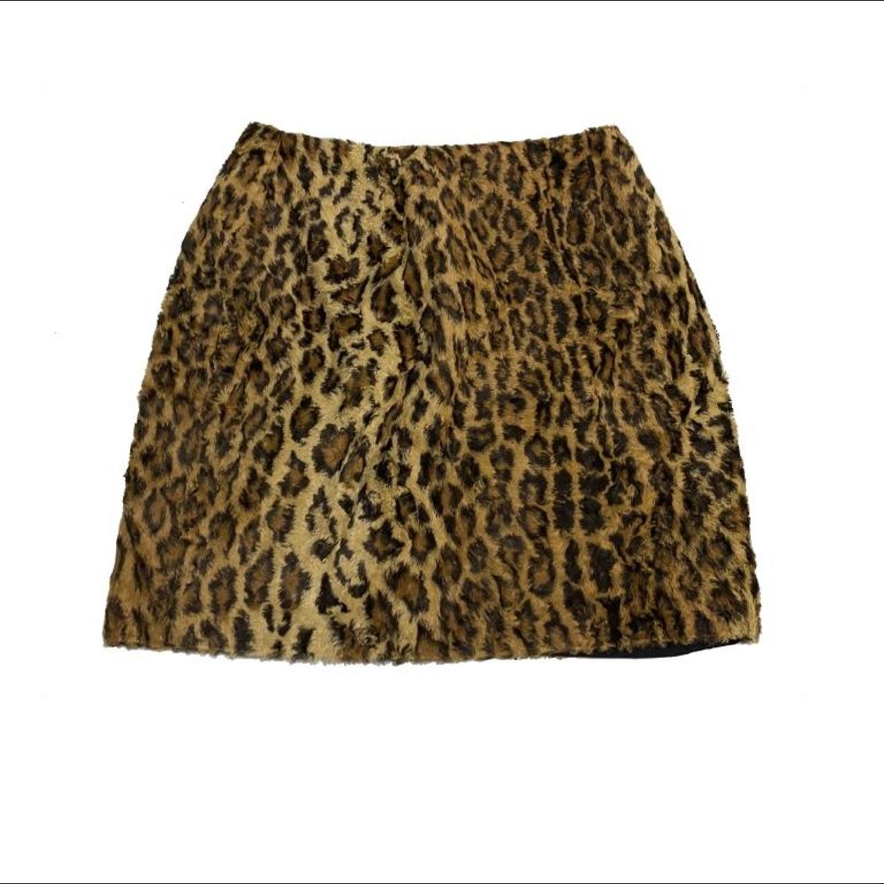vintage faux fur leopard skirt ♡ by tina hagen... - Depop