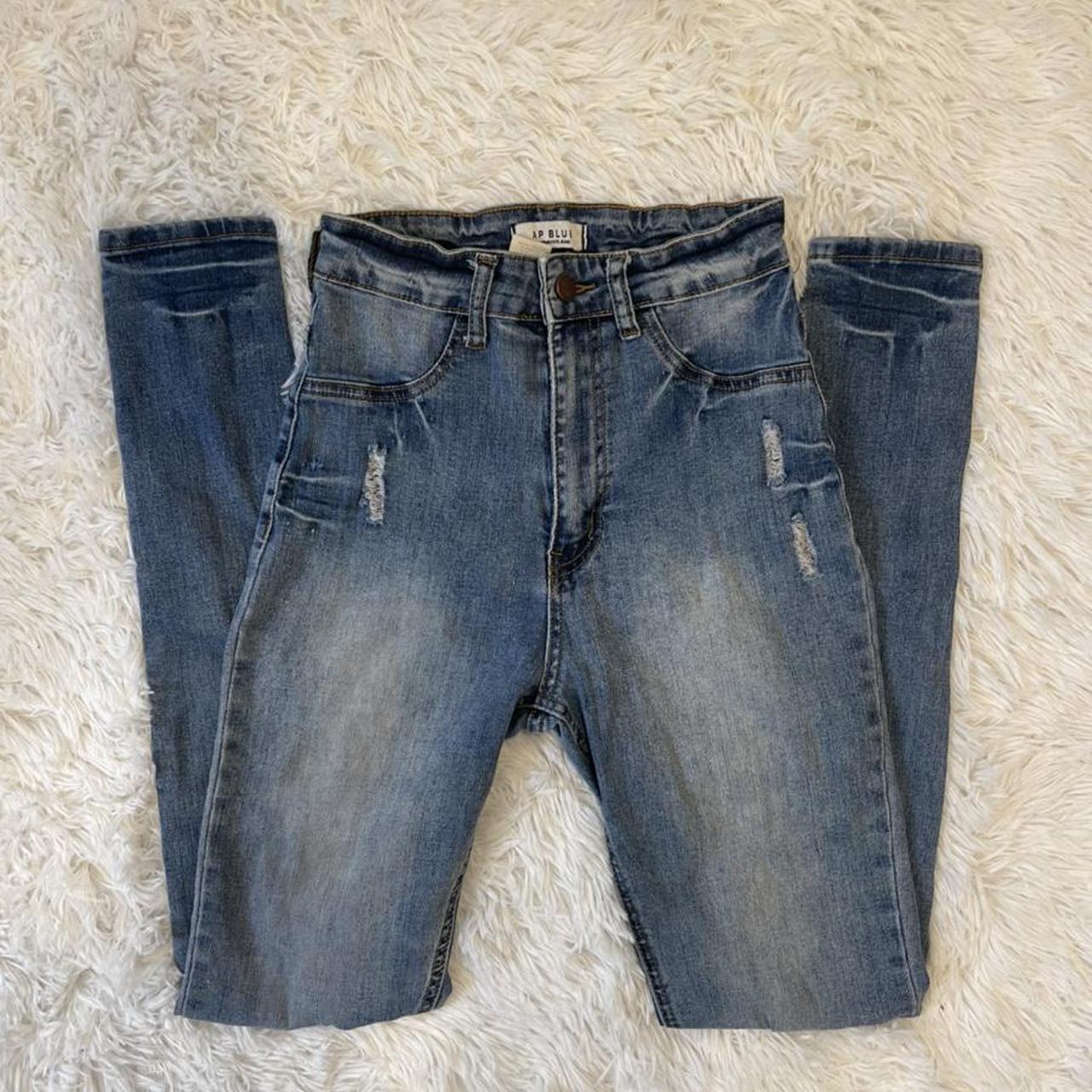 🤍 Preloved high waisted blue jeans from AP Blue. Has... - Depop