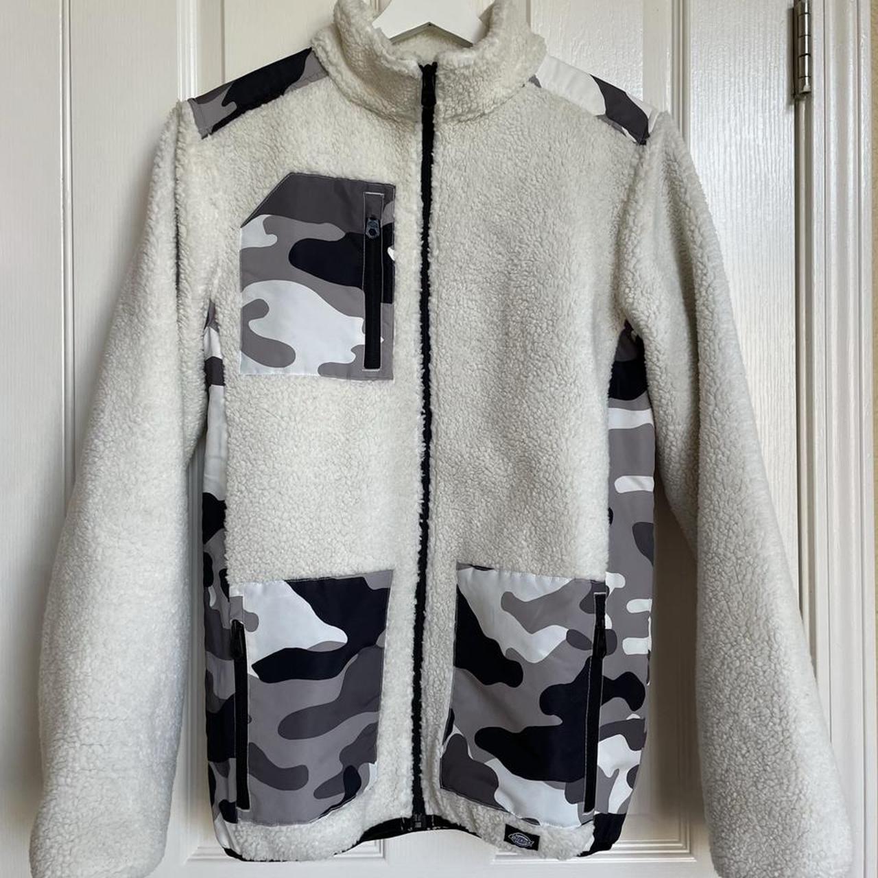 Dickies Fleece Jacket With Camo Patch Pockets... - Depop