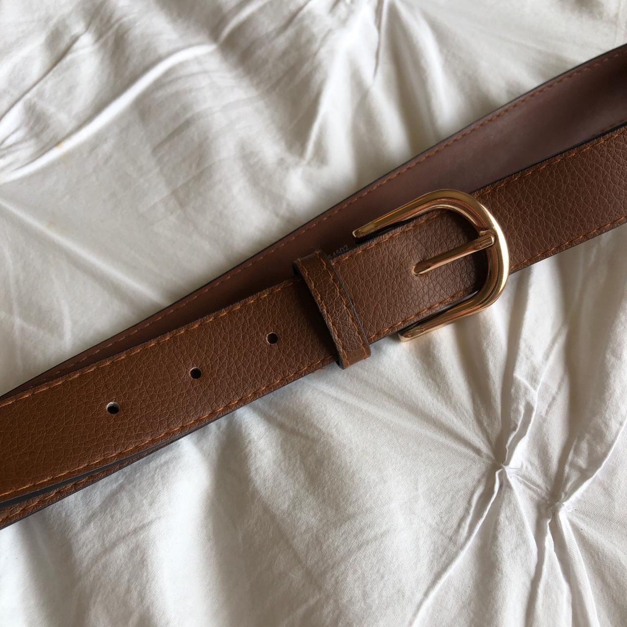 Tan belt with gold hardware from H&M Perfect... Depop