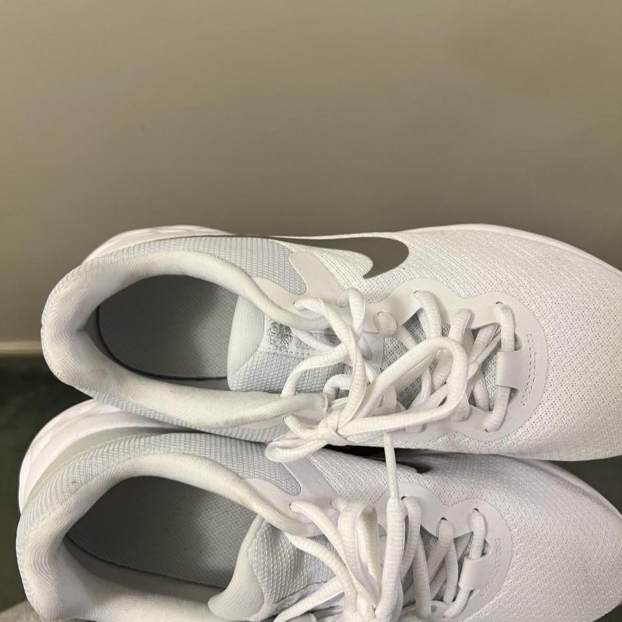 White Nike revolution 6 running shoes, is a size 10... - Depop