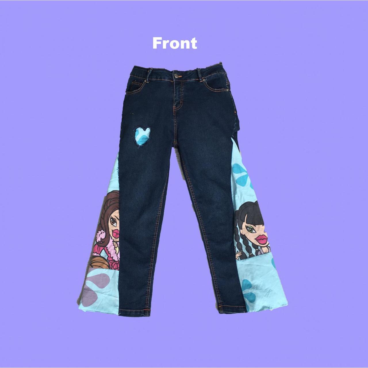 bratz doll flared jeans, up cycled from old
