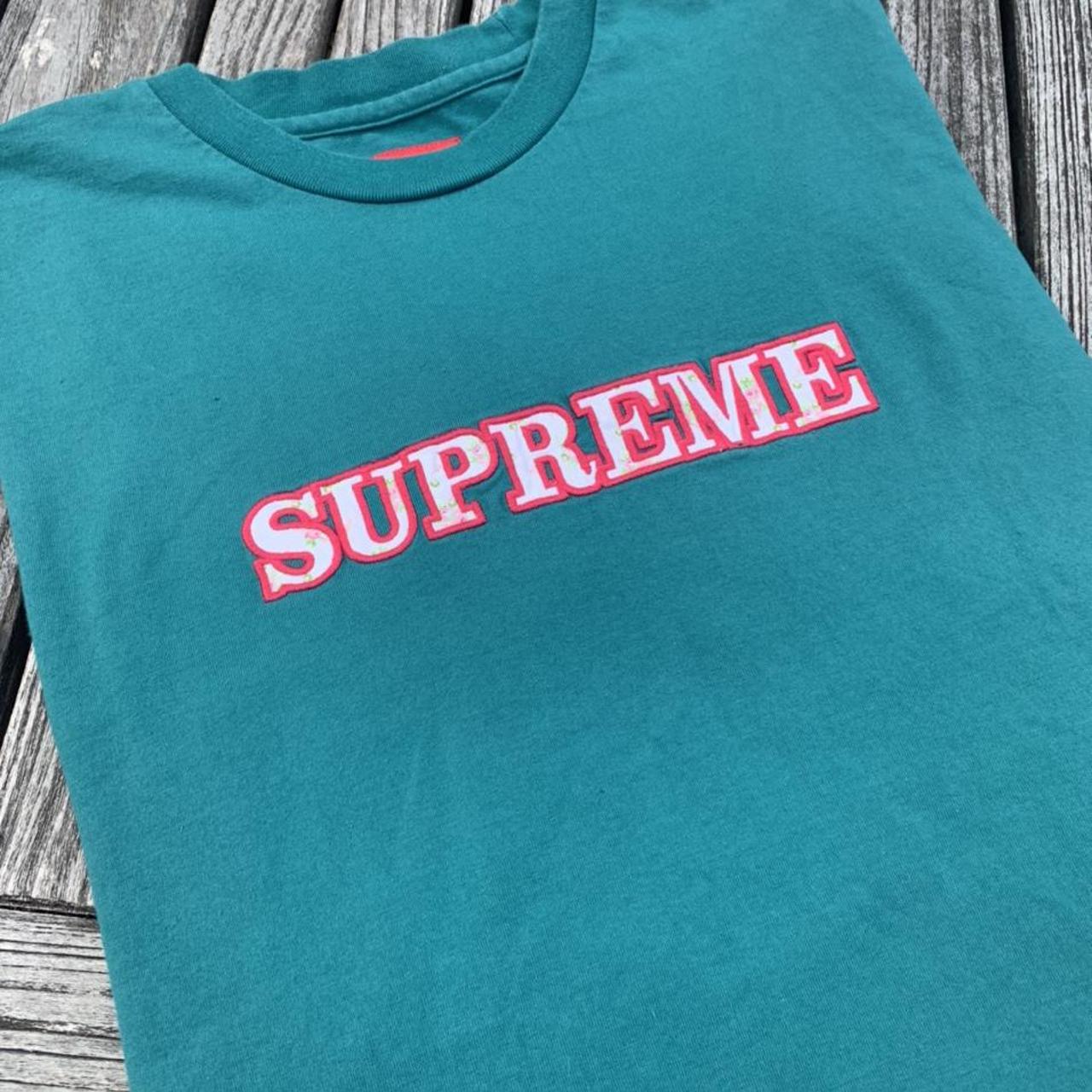 Supreme Floral Logo Tee, FW18 - Teal - No...