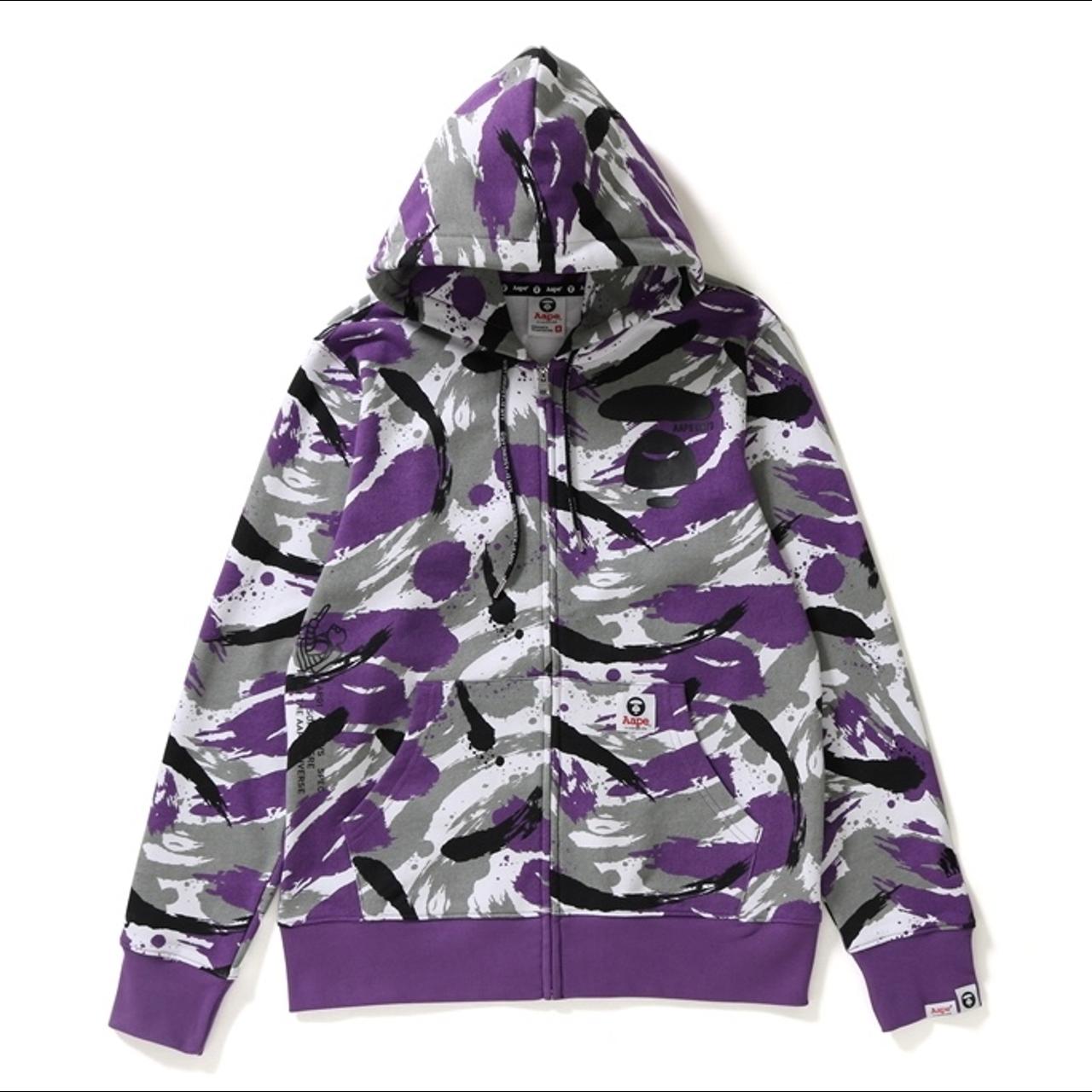 Aape by Bape CTN/POLY French Terry Zip-Up Hoodie... - Depop