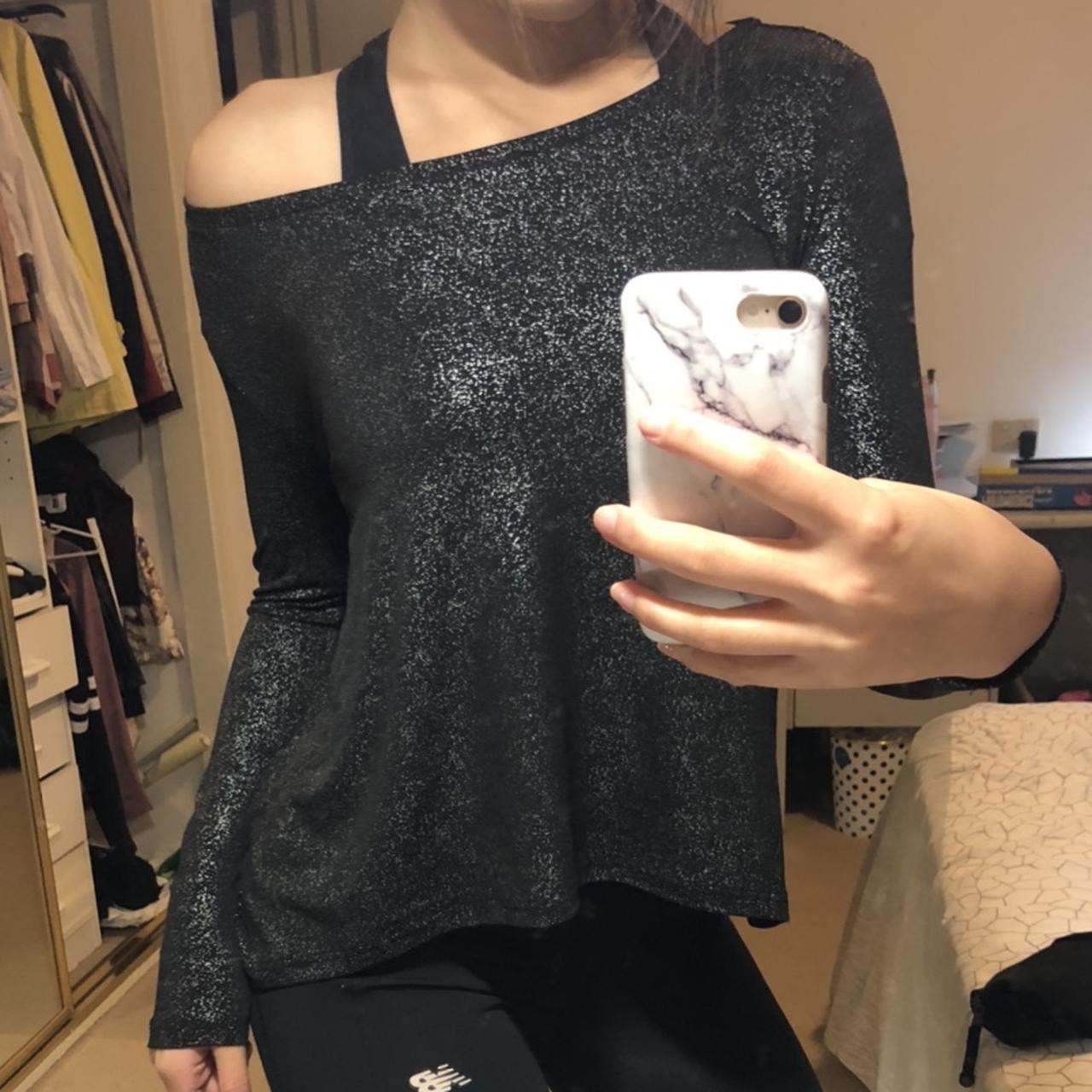 H&M metallic sparkly glitter shiny black long sleeve... Depop H&M metallic sparkly glitter shiny black long sleeve... Depop