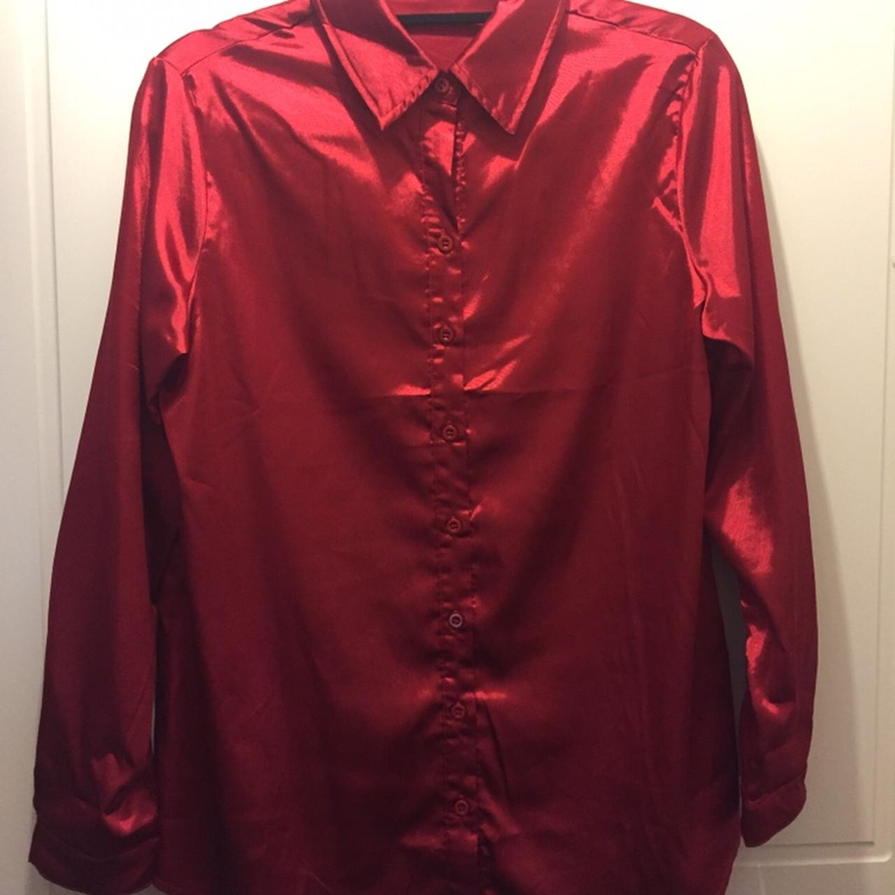 Red satin shirt Worn once Size small Very... - Depop