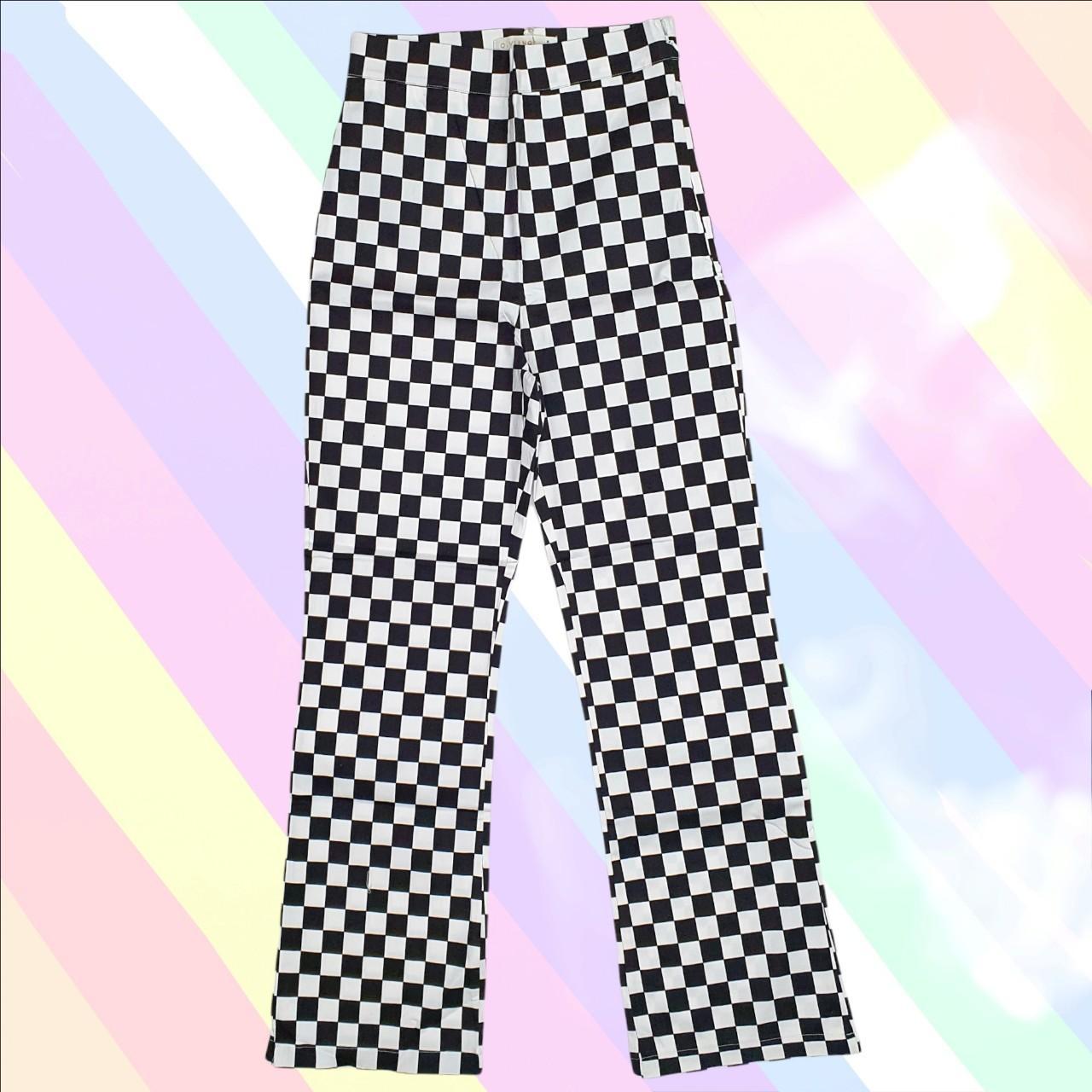 Pink and best sale black check trousers