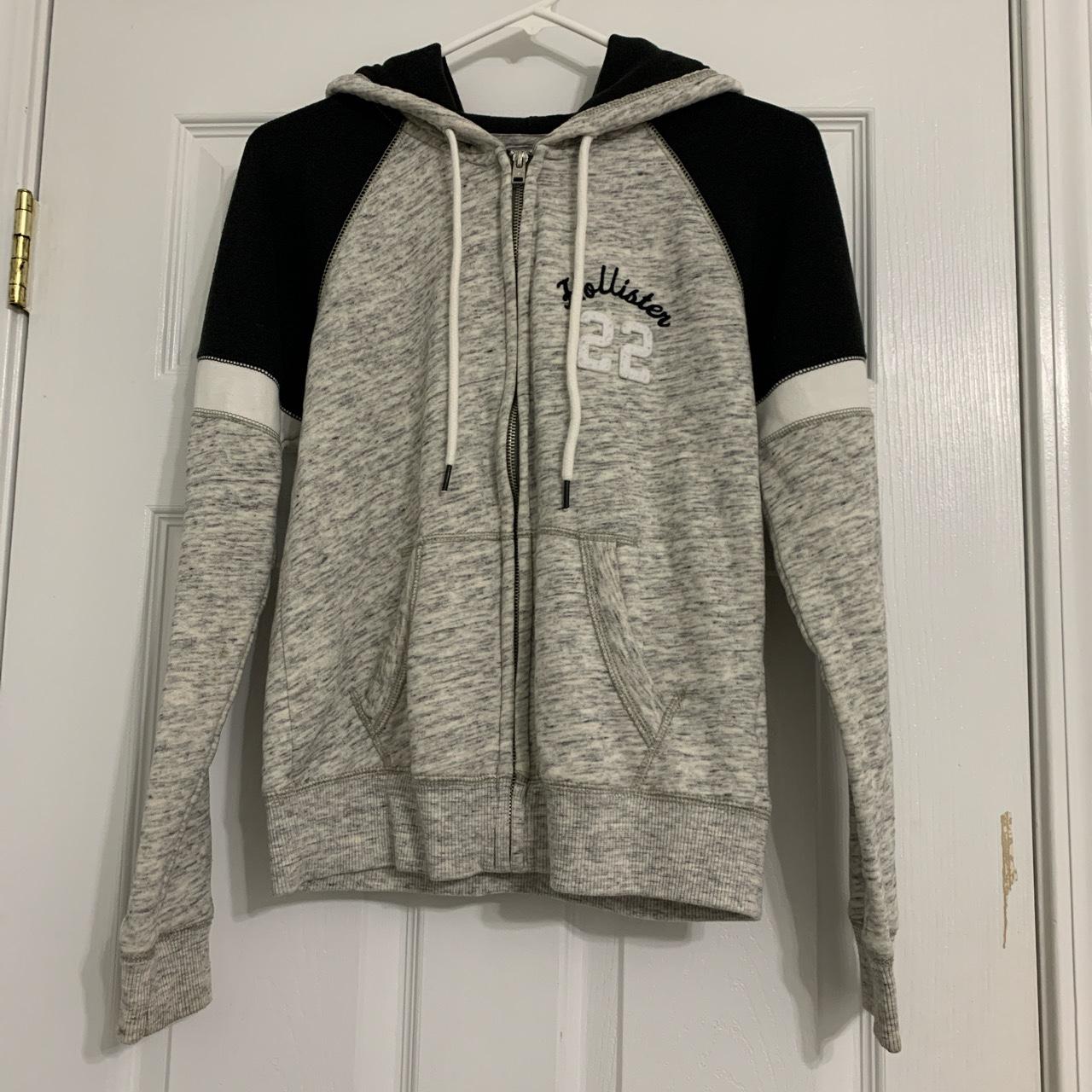 Holliser zip up jacket! Mostly grey with white... - Depop