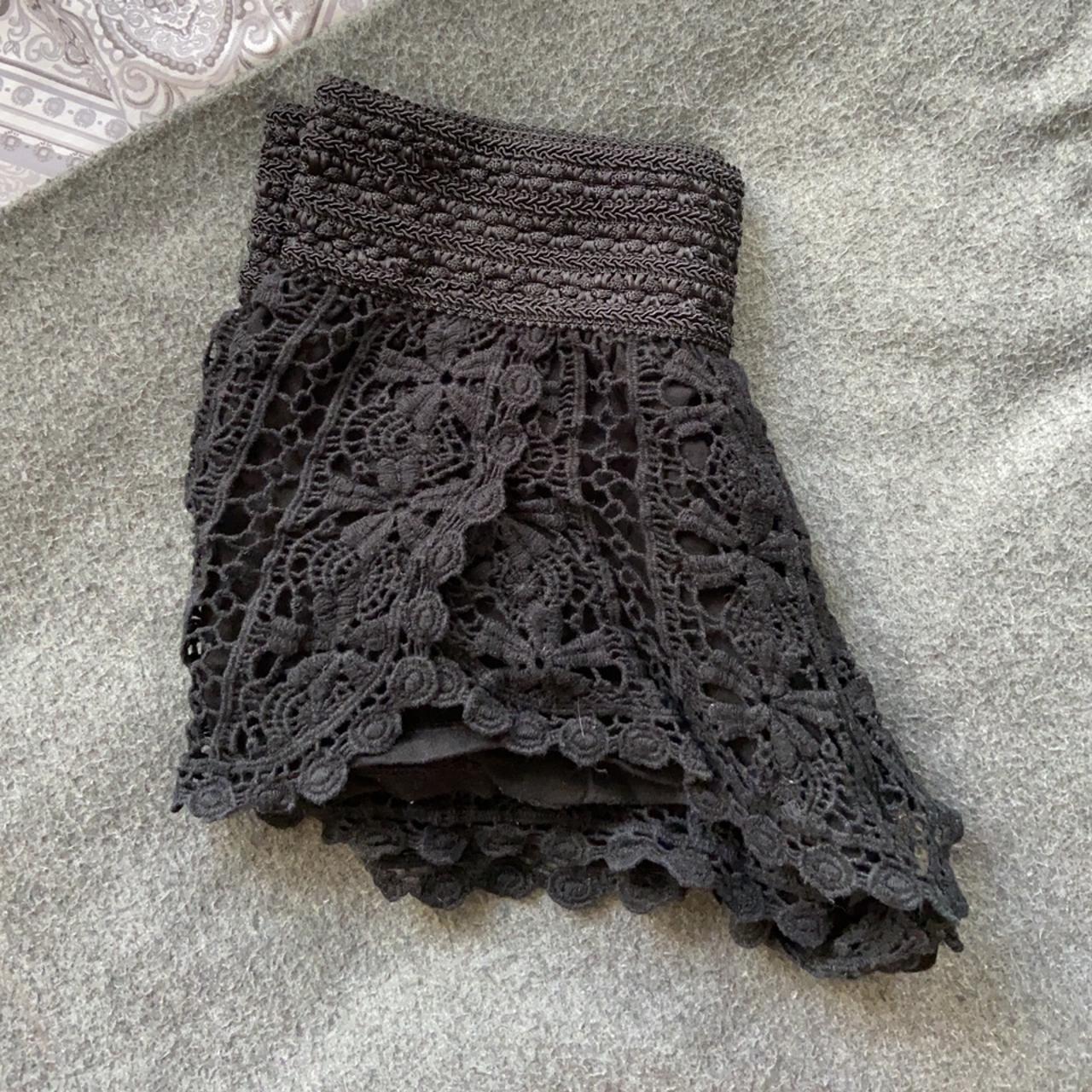 Topshop petite black crochet shorts, super