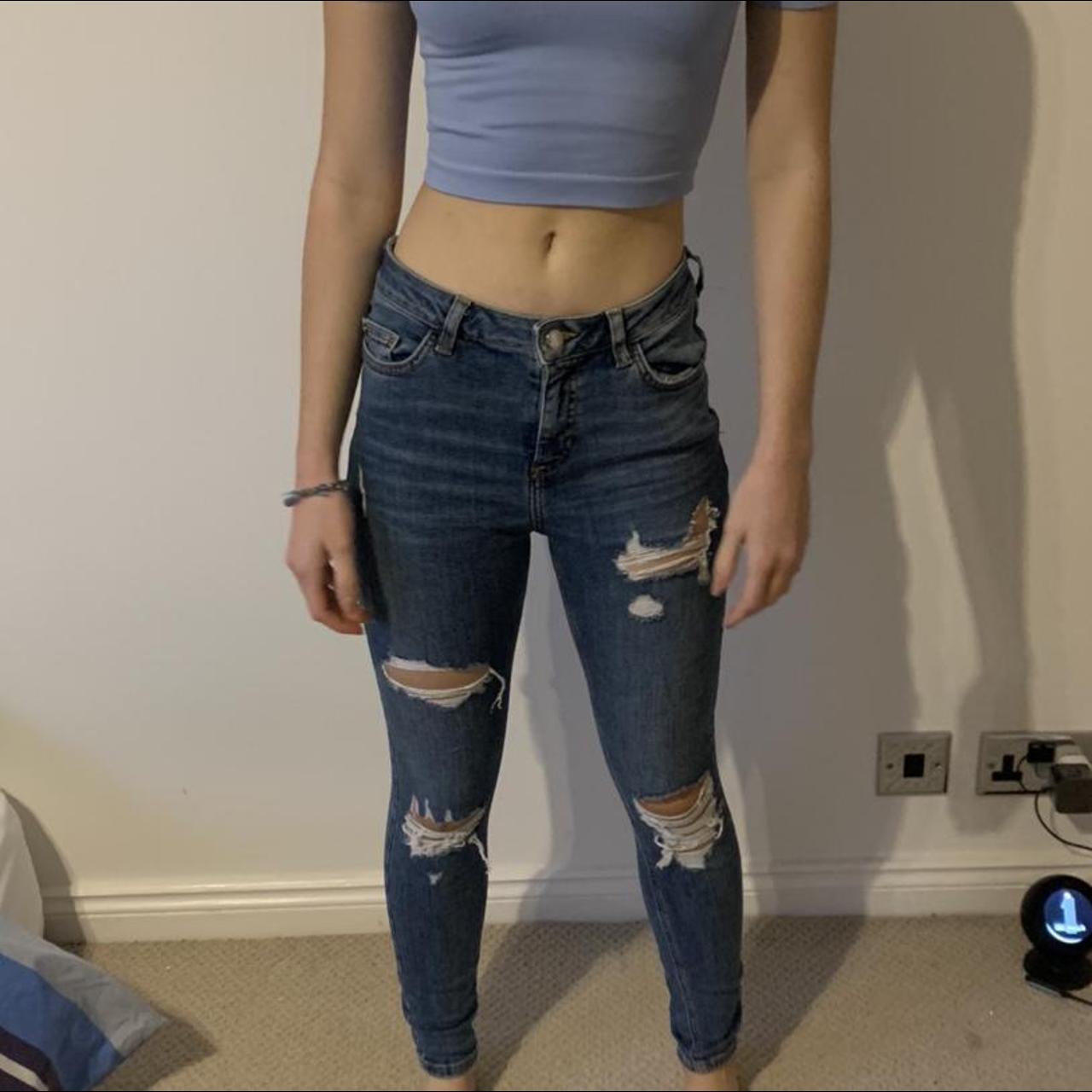 Primark denim ripped skinny jeans. size 8 could fit... - Depop
