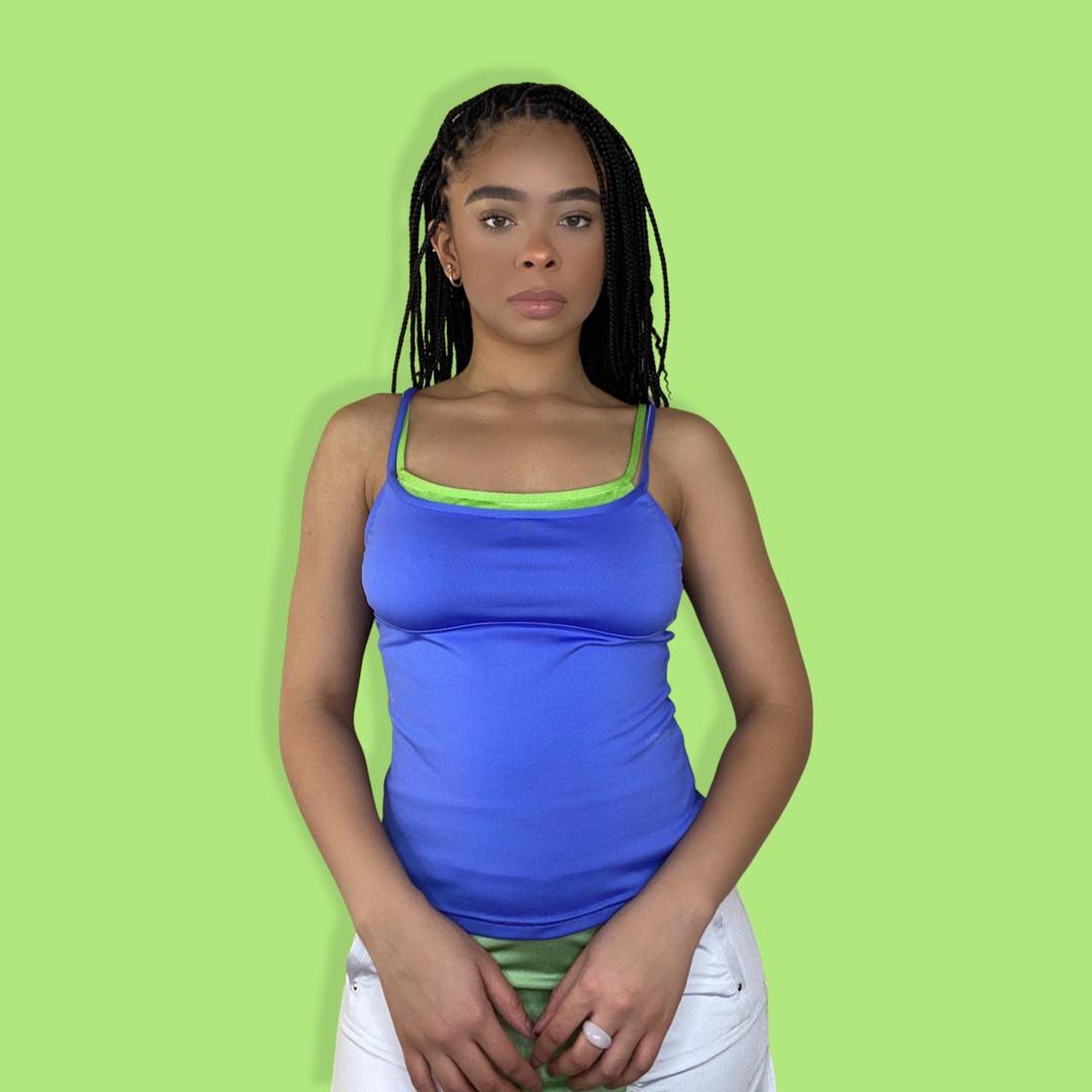 Purple/Blue and Green Tank Top and Jacket Set.... Depop