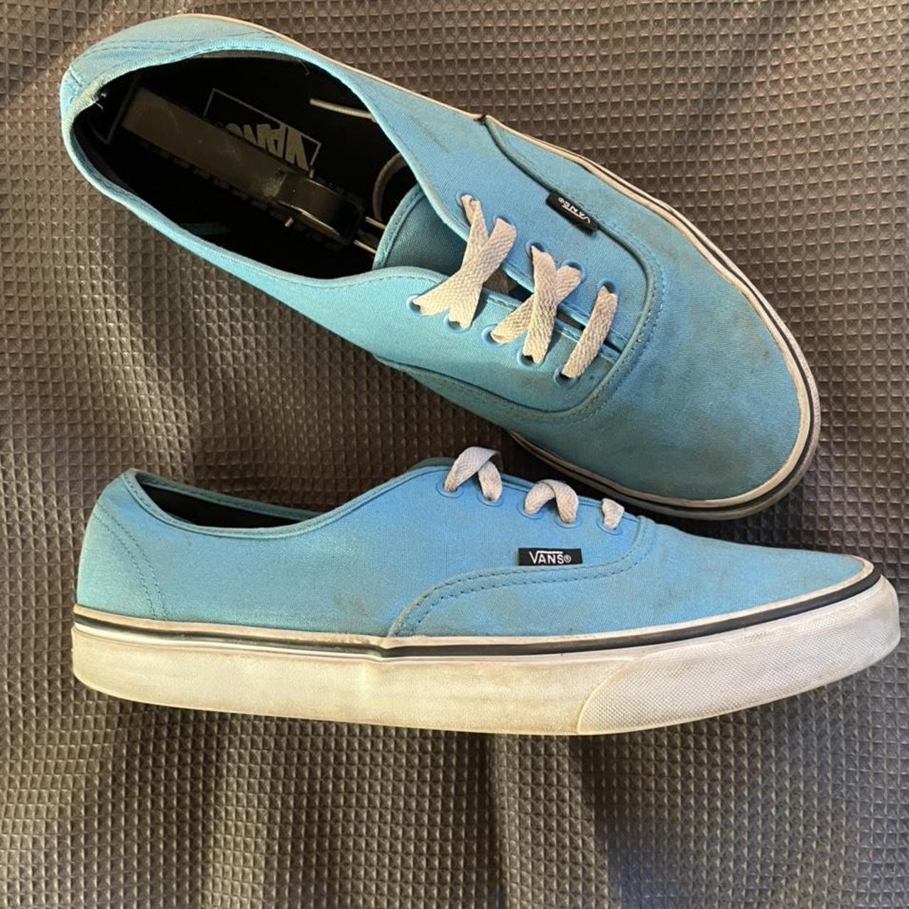 Vans Men's Blue and White Trainers | Depop