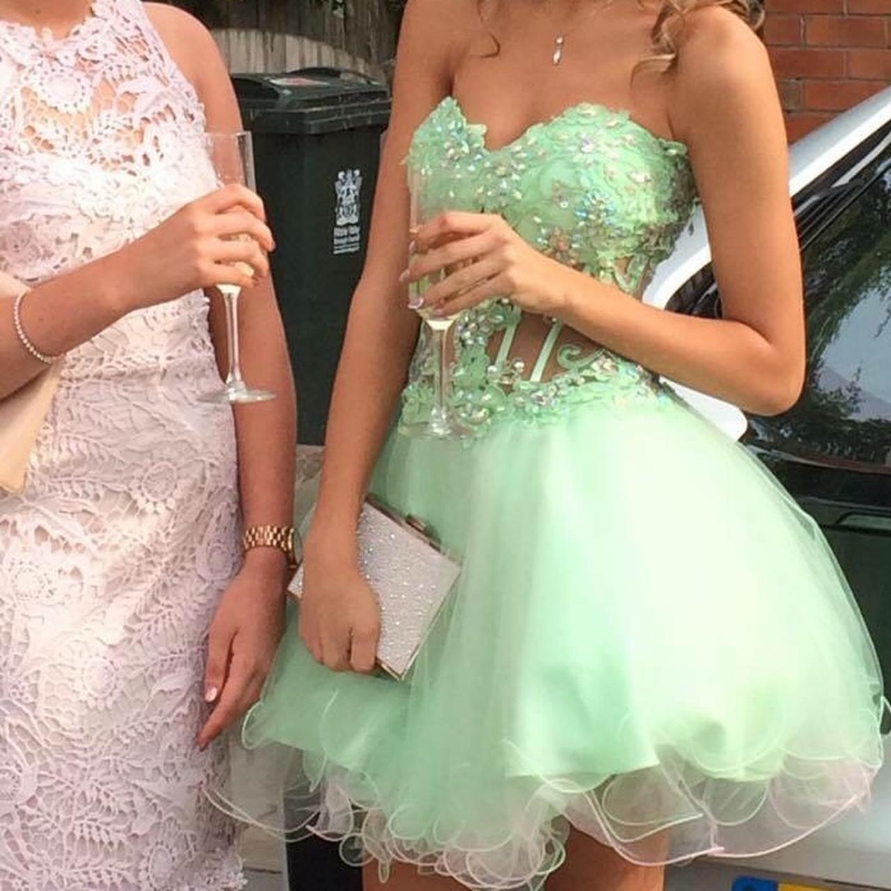 STUNNING short green prom dress. Corseted top with... Depop