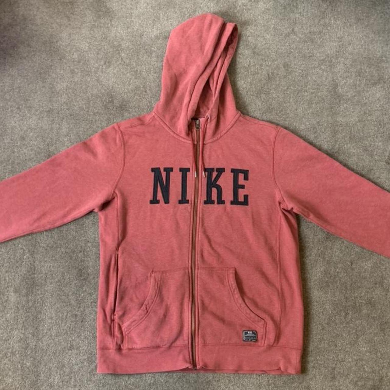 Vintage zip up Nike hoodie Salmon colour Size Depop