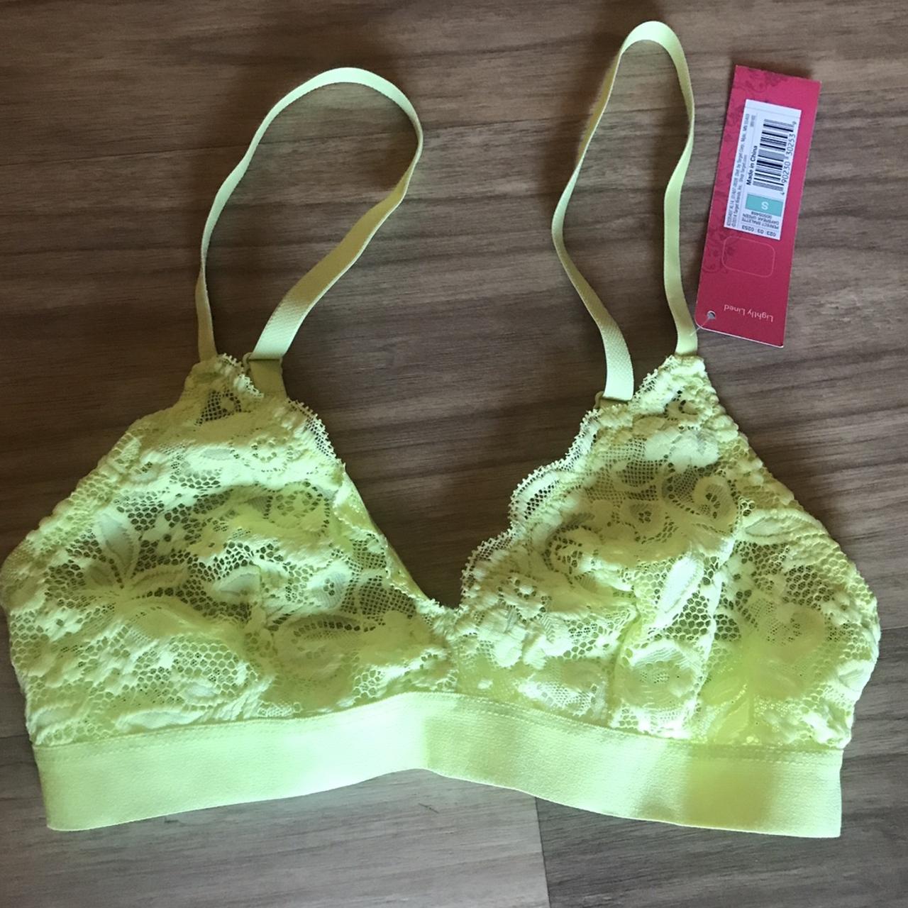 New with Tags!!! Neon Yellow/Green Lace Bralette - Depop
