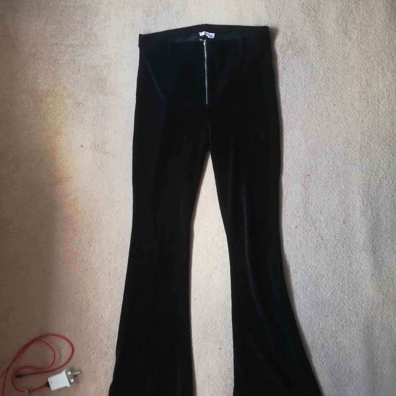 Topshop Petite velvet flared pants in black