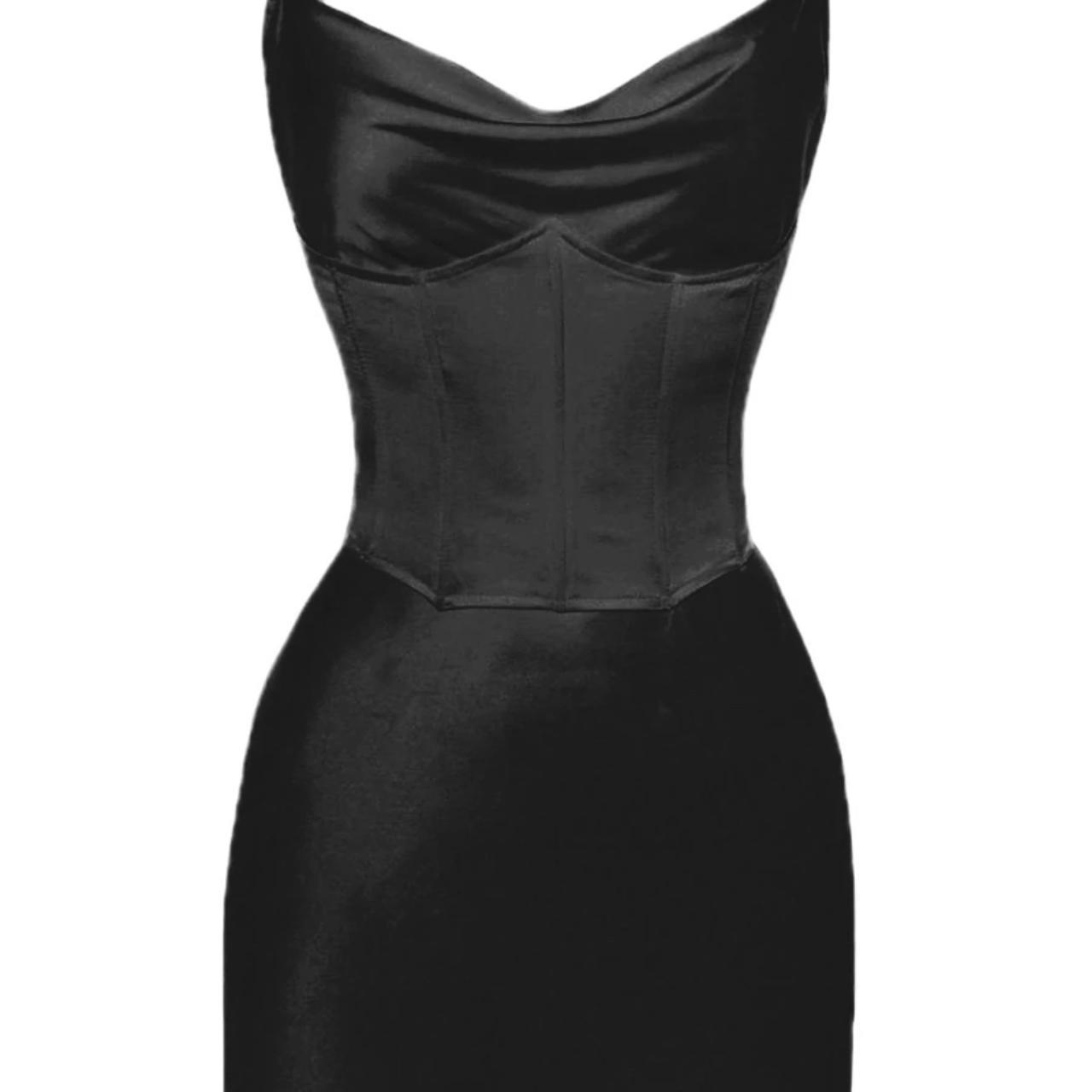black corset slip dress