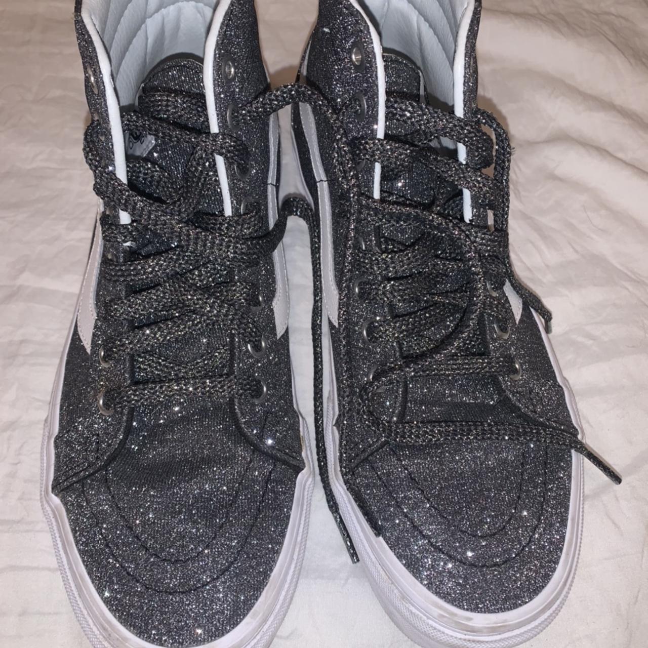 Dark gray sparkly high top Vans! In great condition,... - Depop