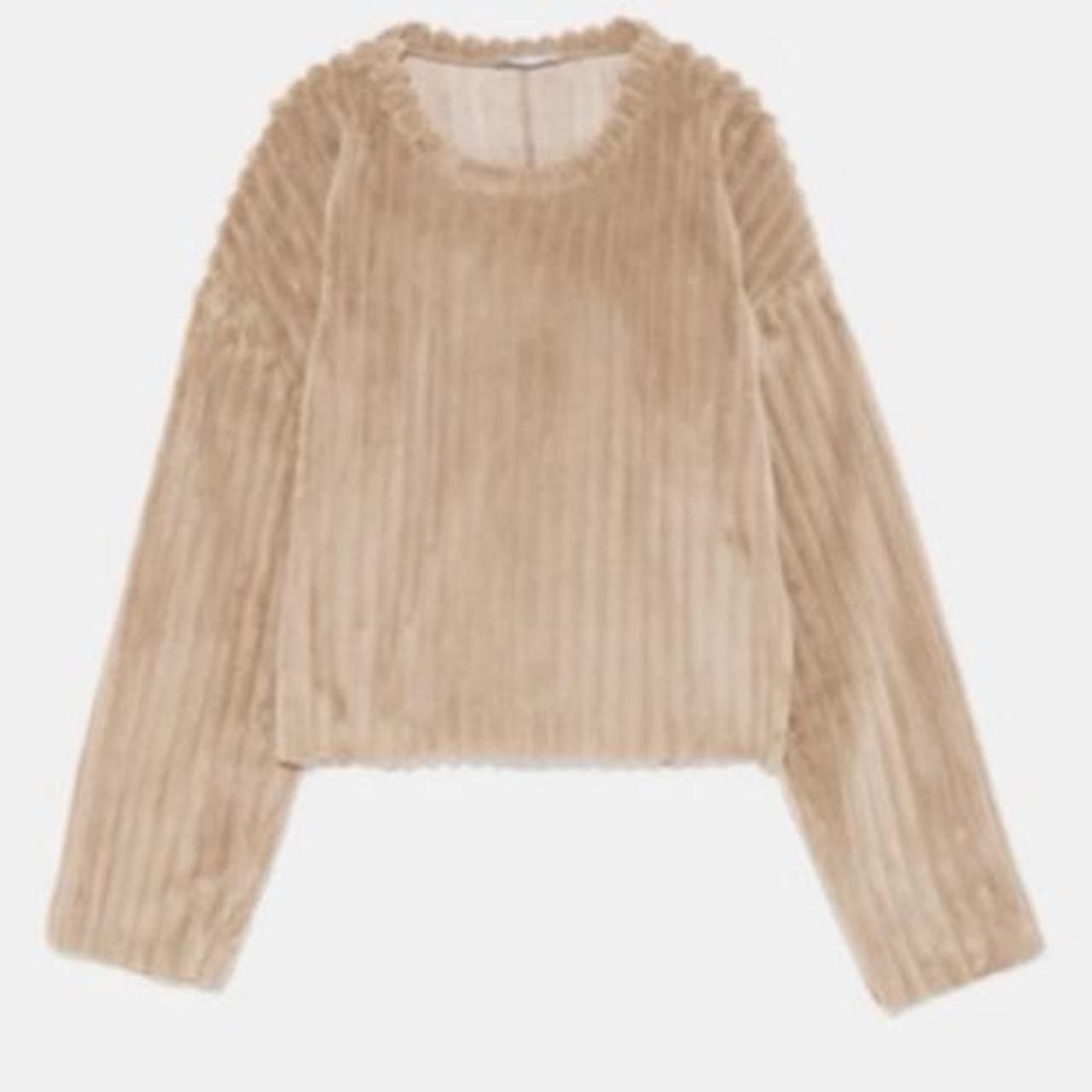 Faux fur shop sweatshirt zara