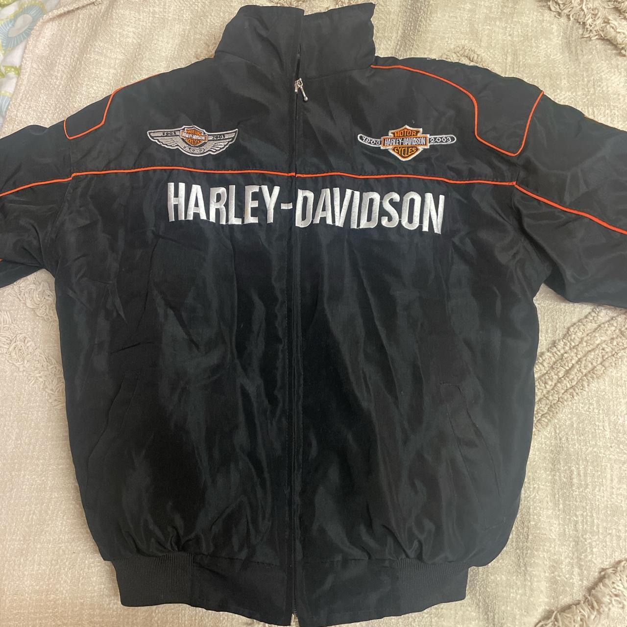 Harley Davidson black puffer jacket Great condition - Depop