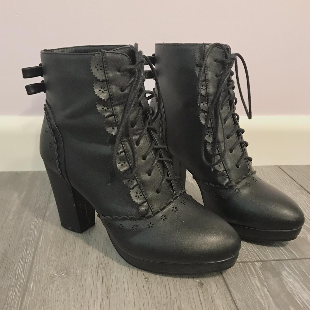 🌷 the cutest little black witch boots, leather, worn... - Depop