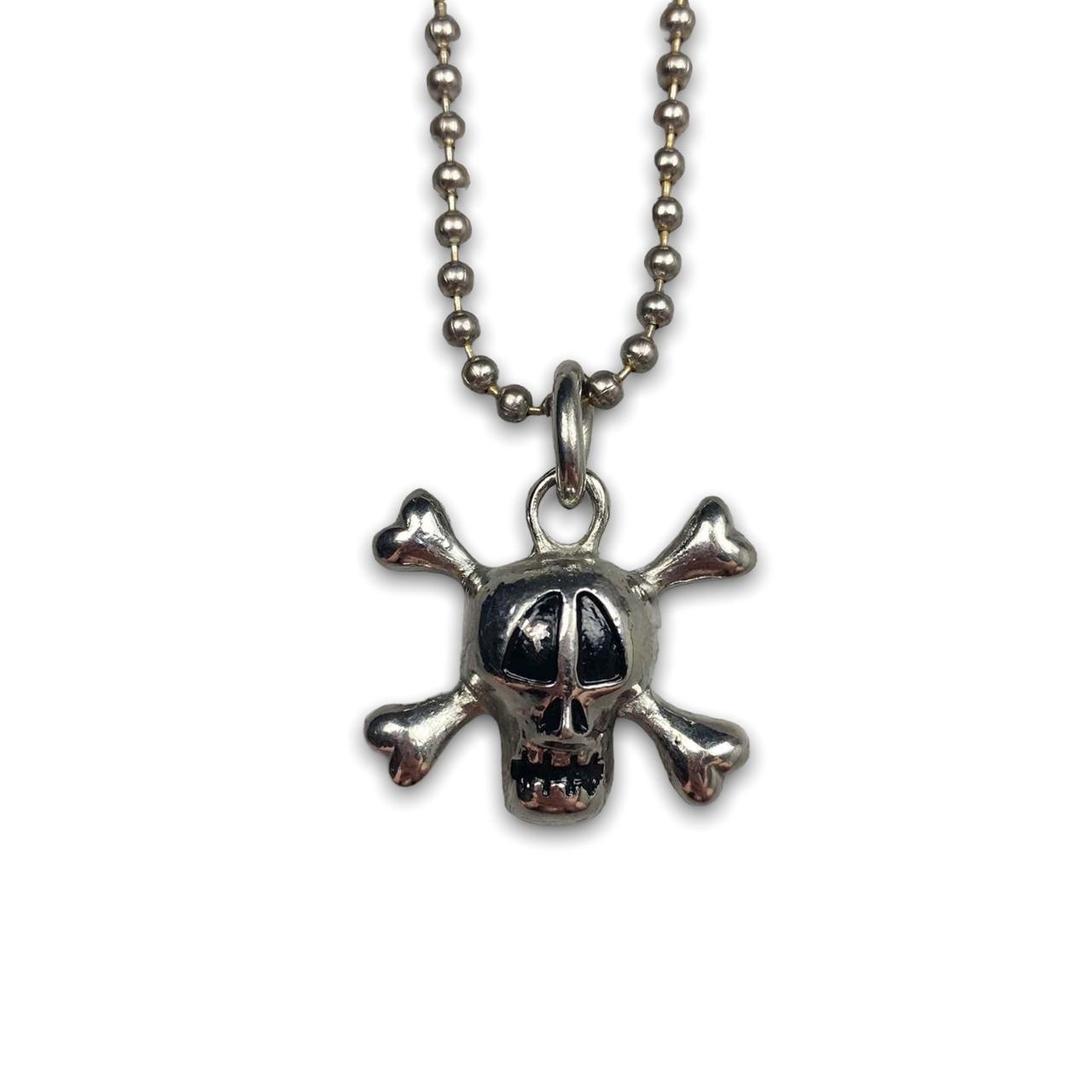 2007 Stussy Tribe Skull and Bones Pendant & Chain... - Depop