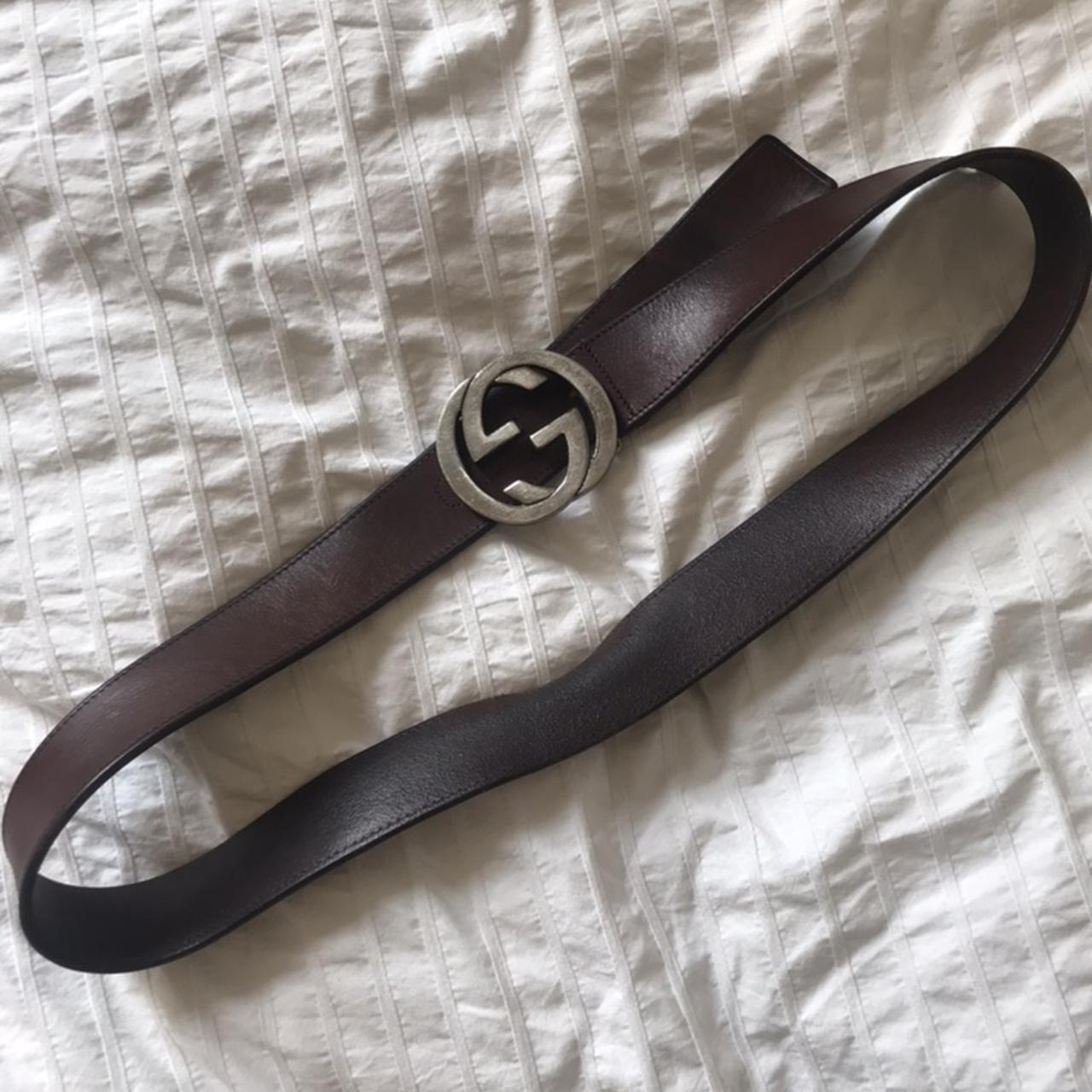 Authentic silver gucci belt Black, thick, leather - Depop