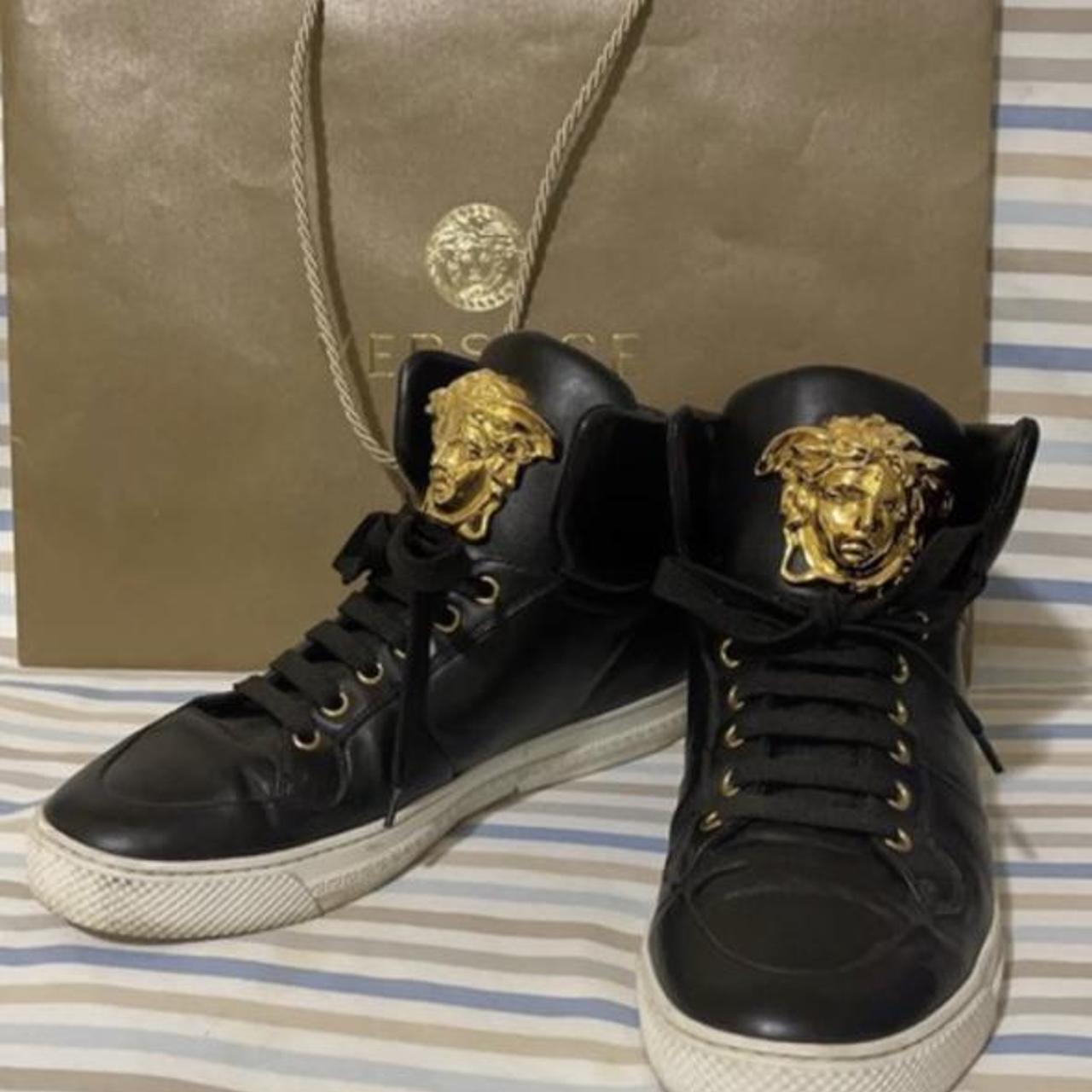 Versace black best sale and gold trainers