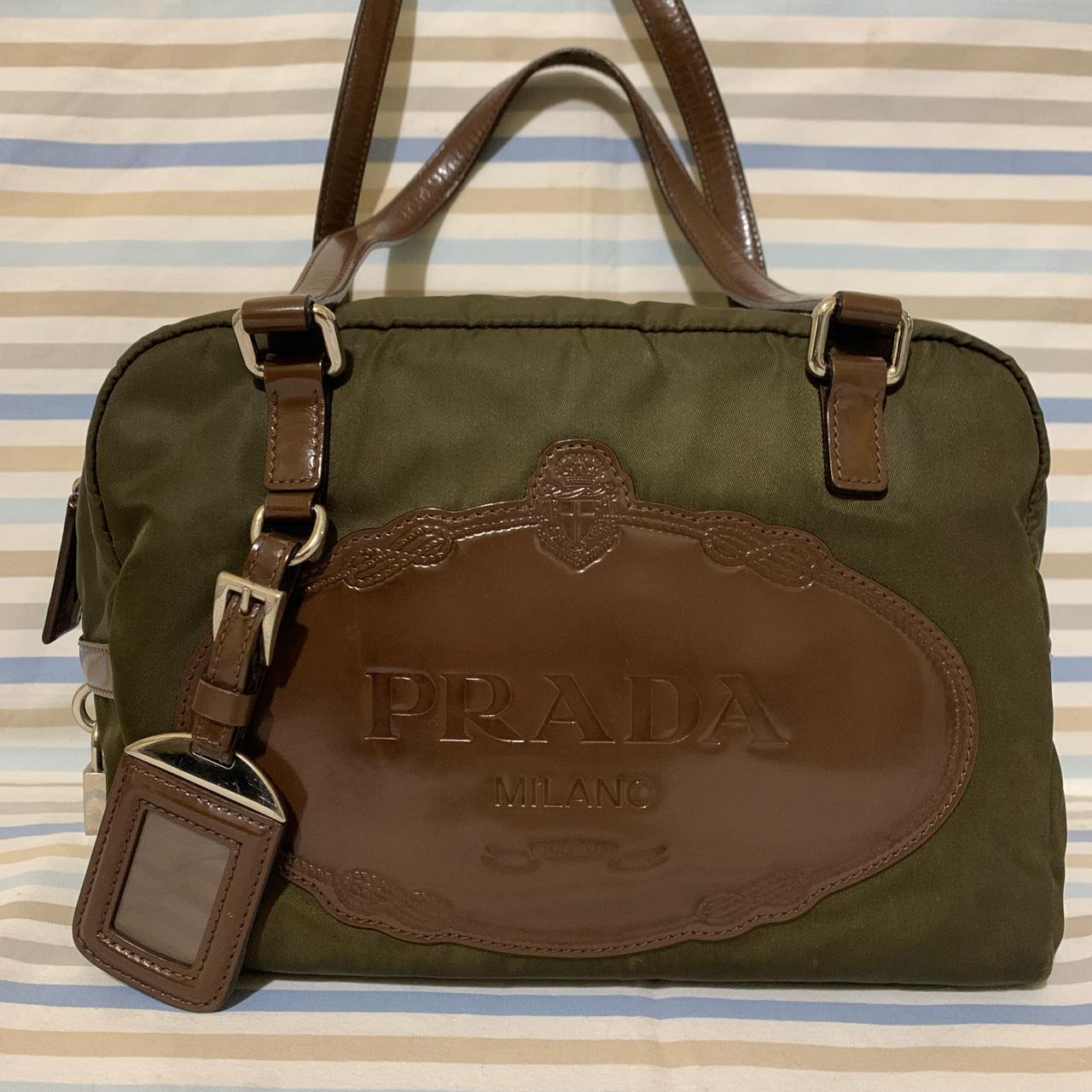 PRADA Bowling bag Military green and brown... Depop