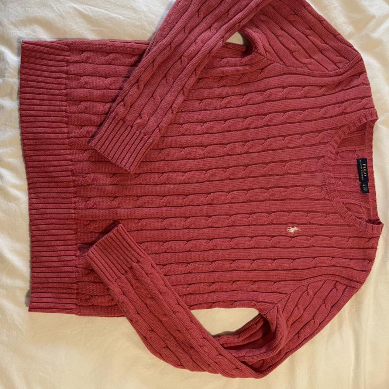 Ralph Lauren Cable Knit Sweater - PINK Large but... - Depop