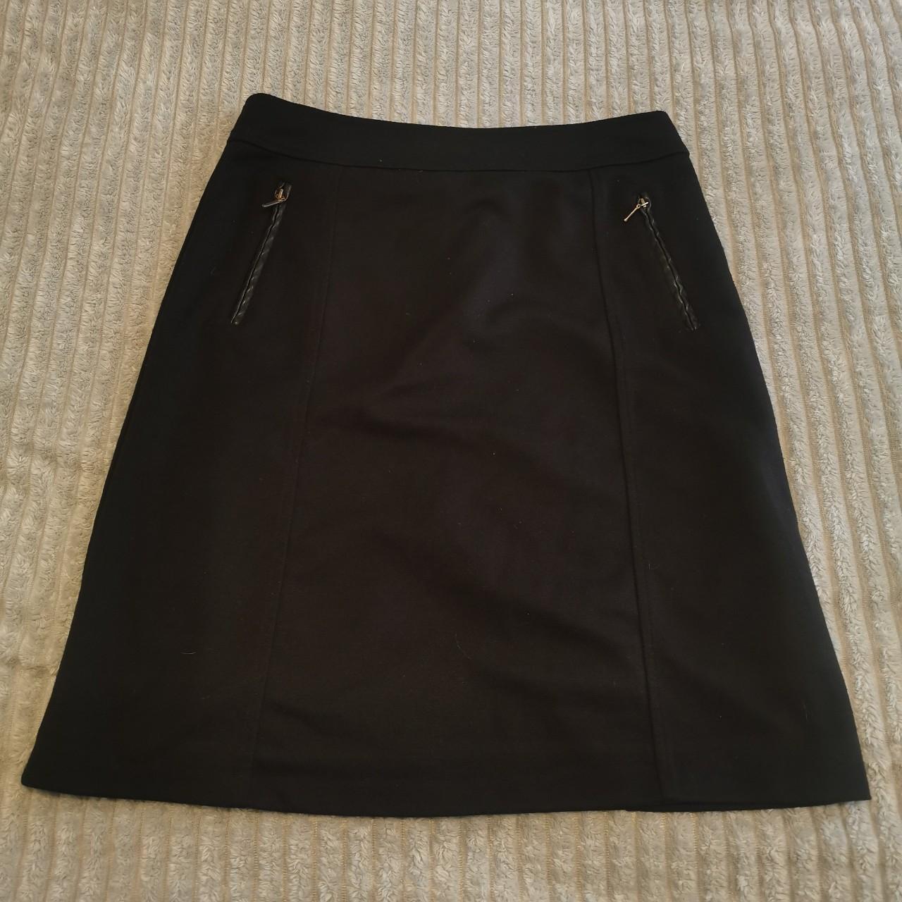 Women's Monacco black a-line knee length skirt with... - Depop