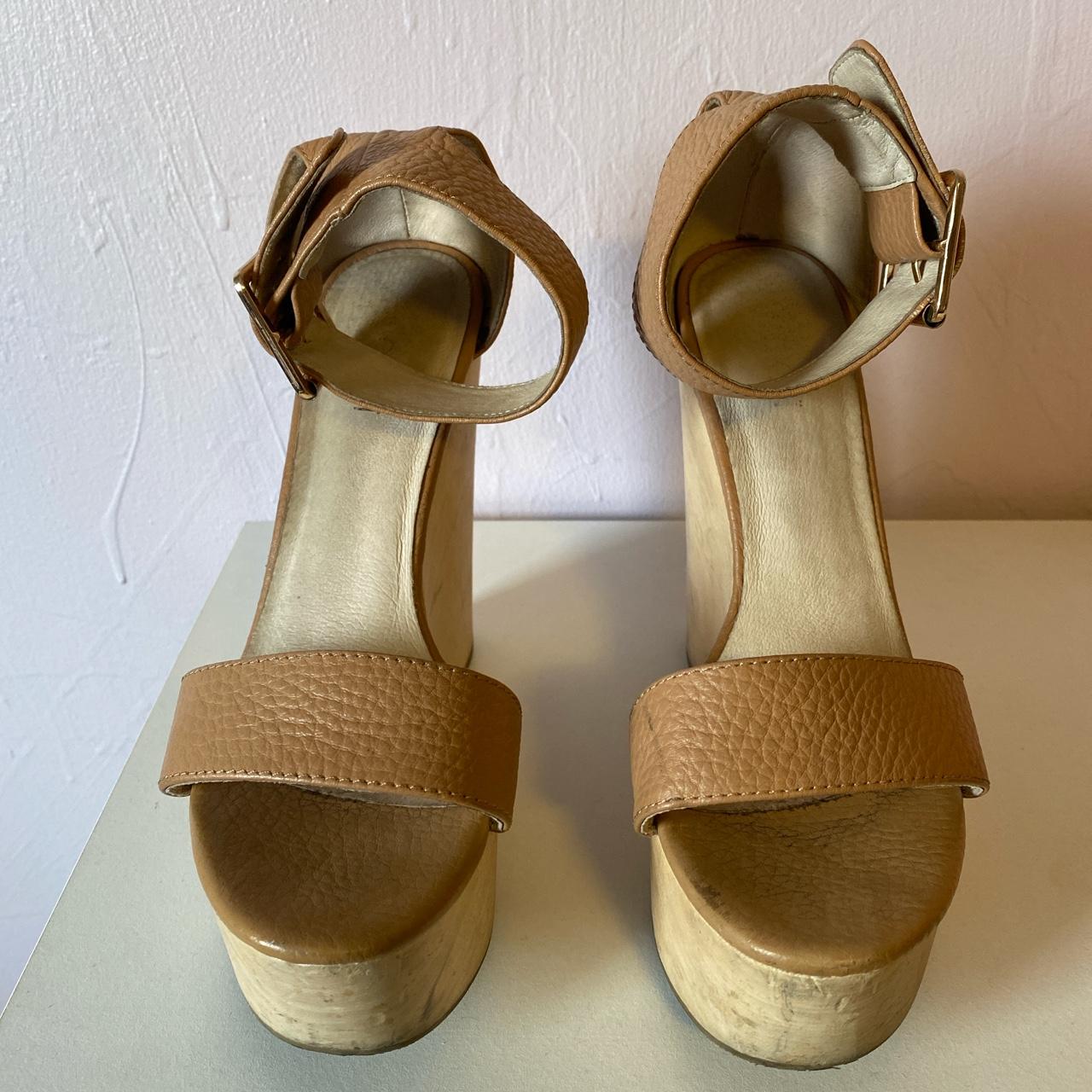 KOOKAI tan wooden wedges Size 37 (fits 7-8) RRP 180 - Depop