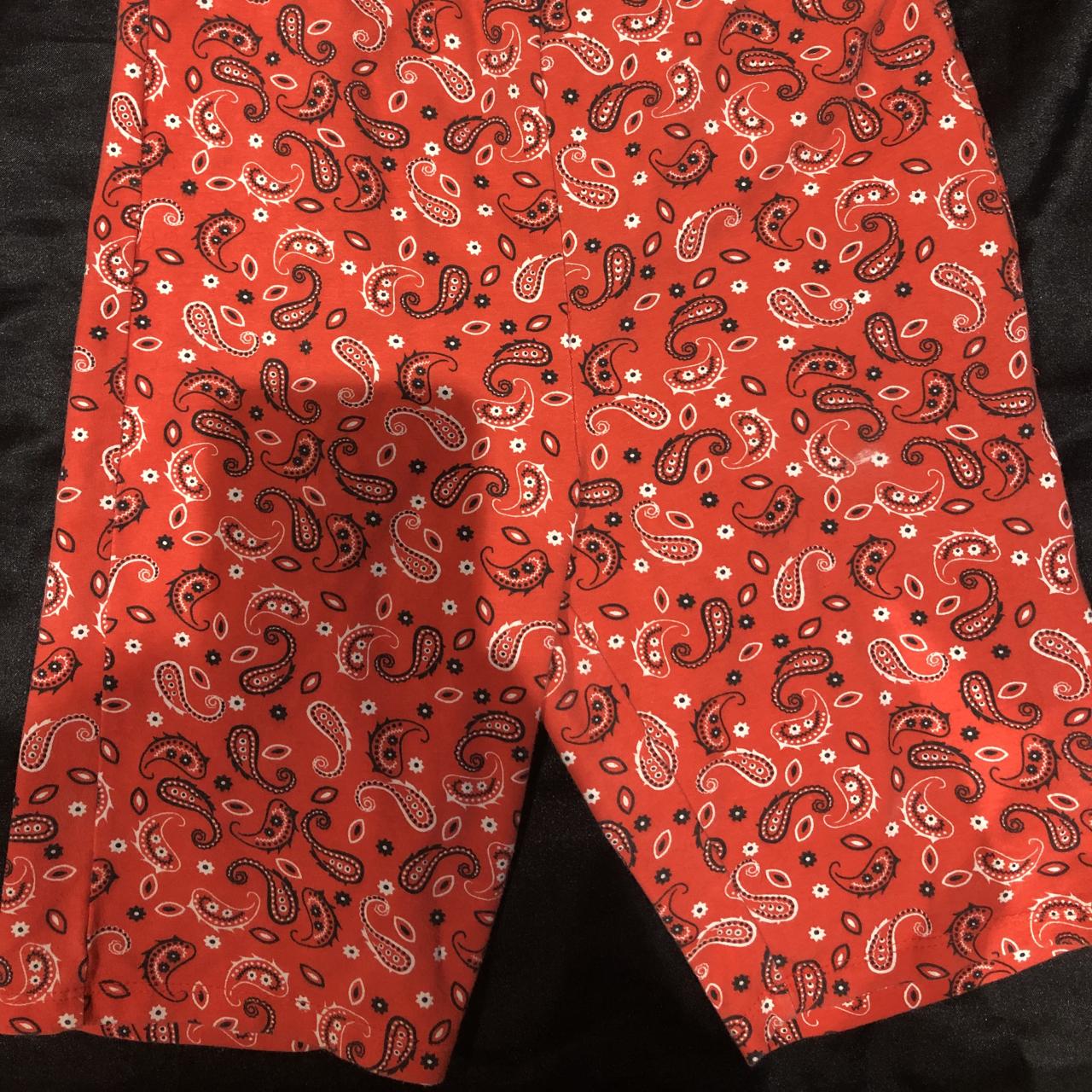 Red Bandana Print Biker Shorts Fits S M Makes