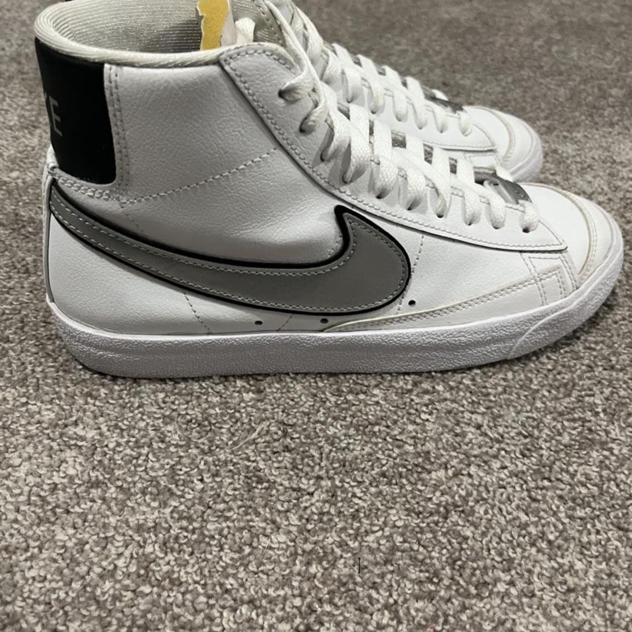 Nike blazer high top white& grey leather all around... - Depop