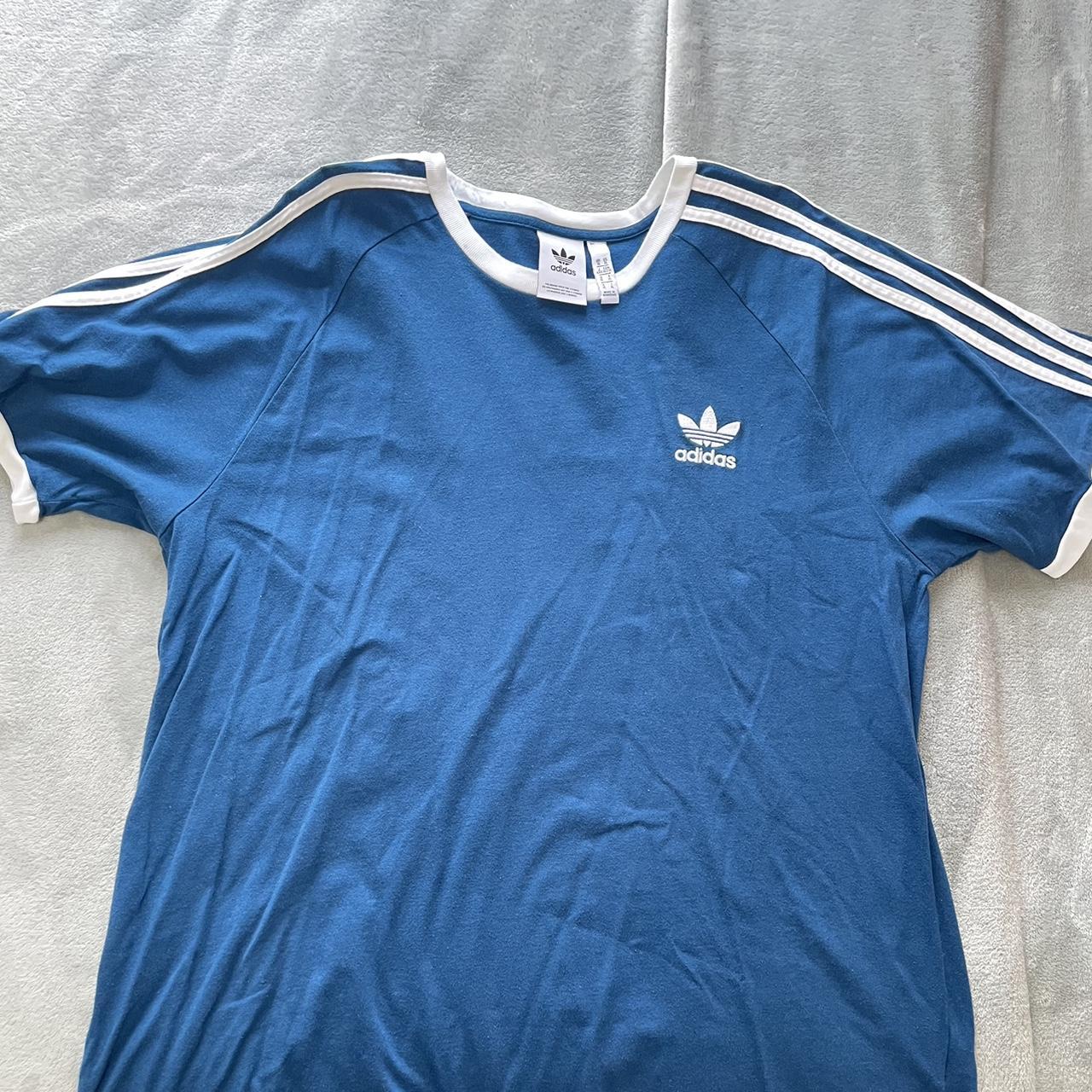 Men’s Adidas blue & white athletic t-shirt #adidas... - Depop