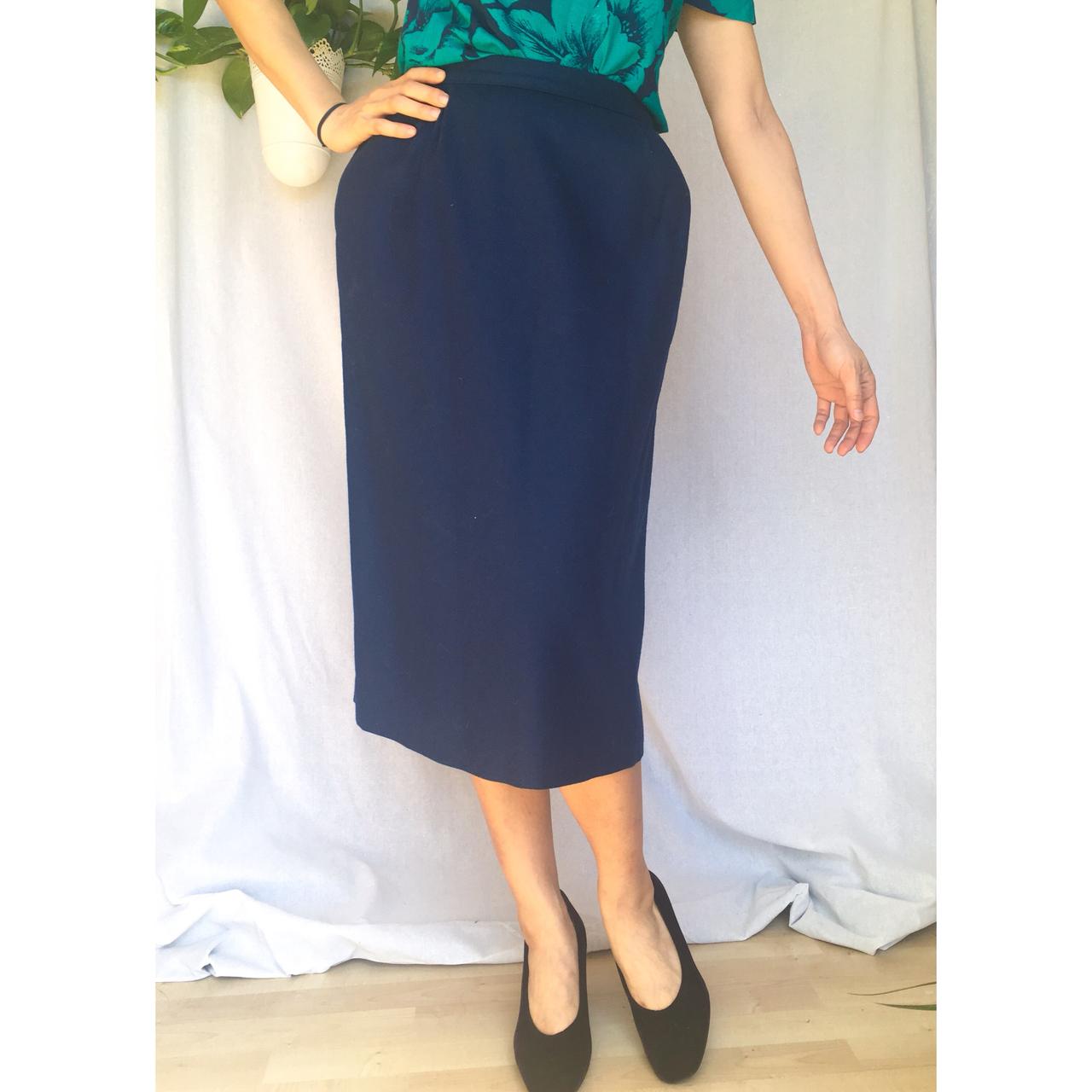 PENDLETON Vintage 80s wool pencil skirt navy Depop