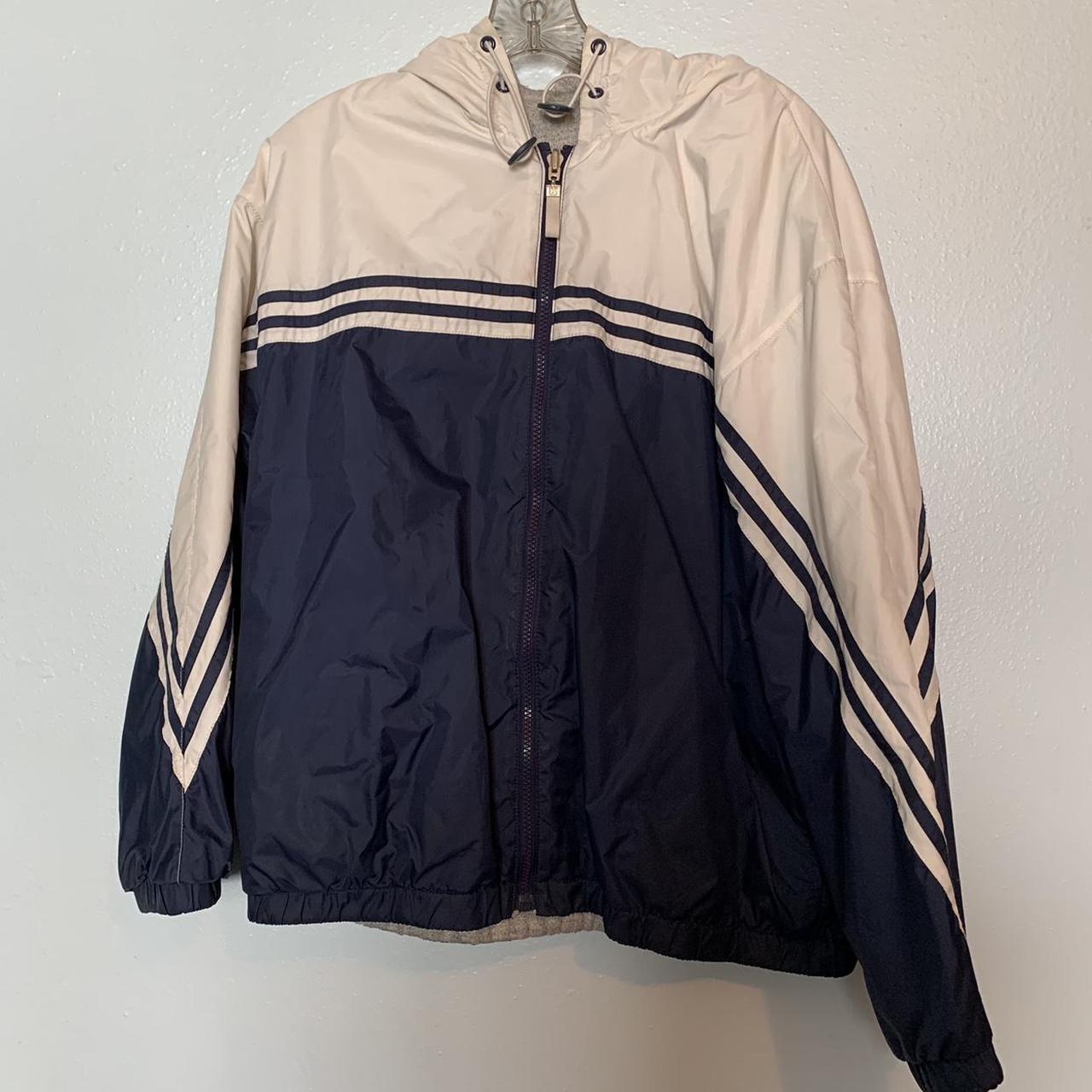 White and navy blue spring jacket - Depop