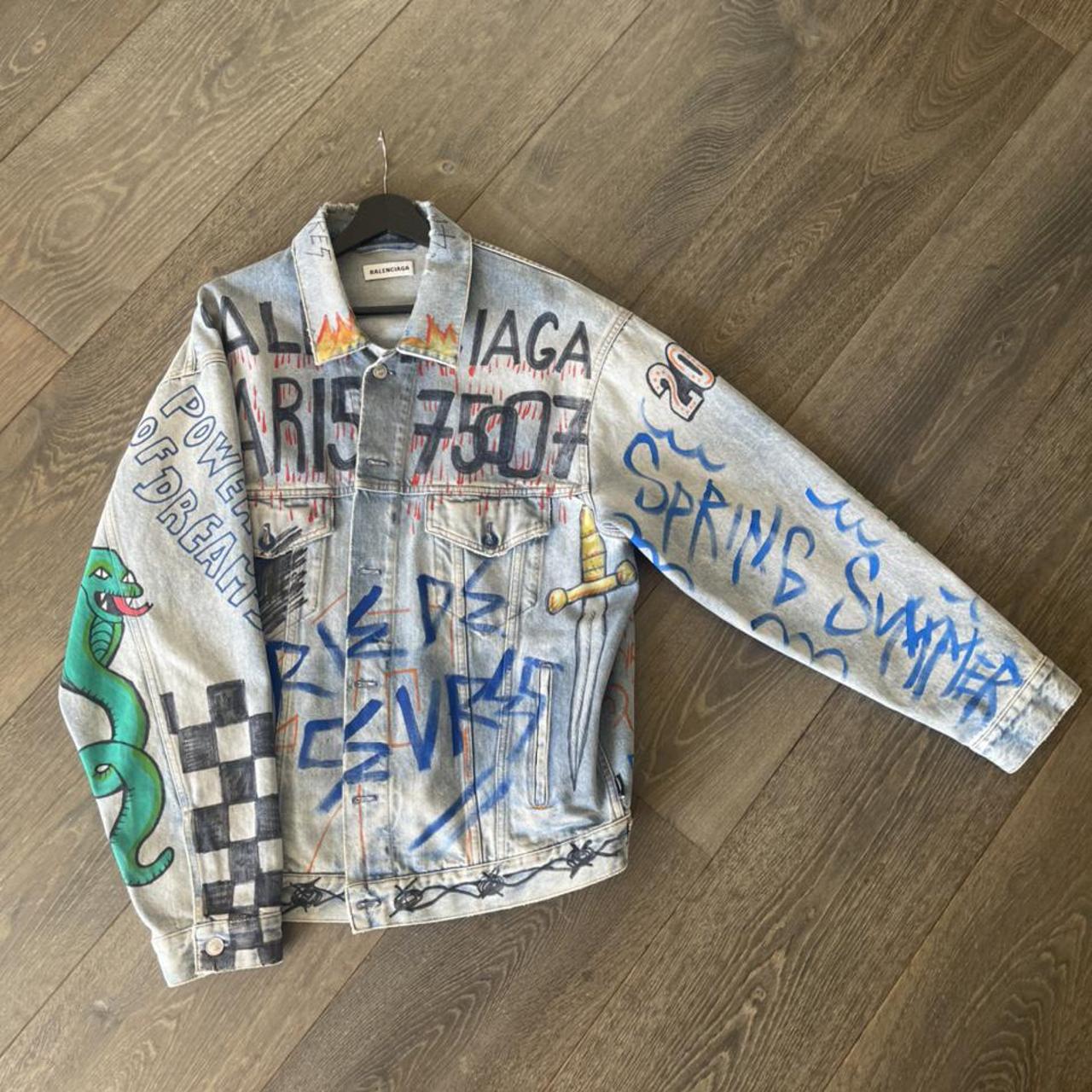 Balenciaga graffiti denim jacket - Depop