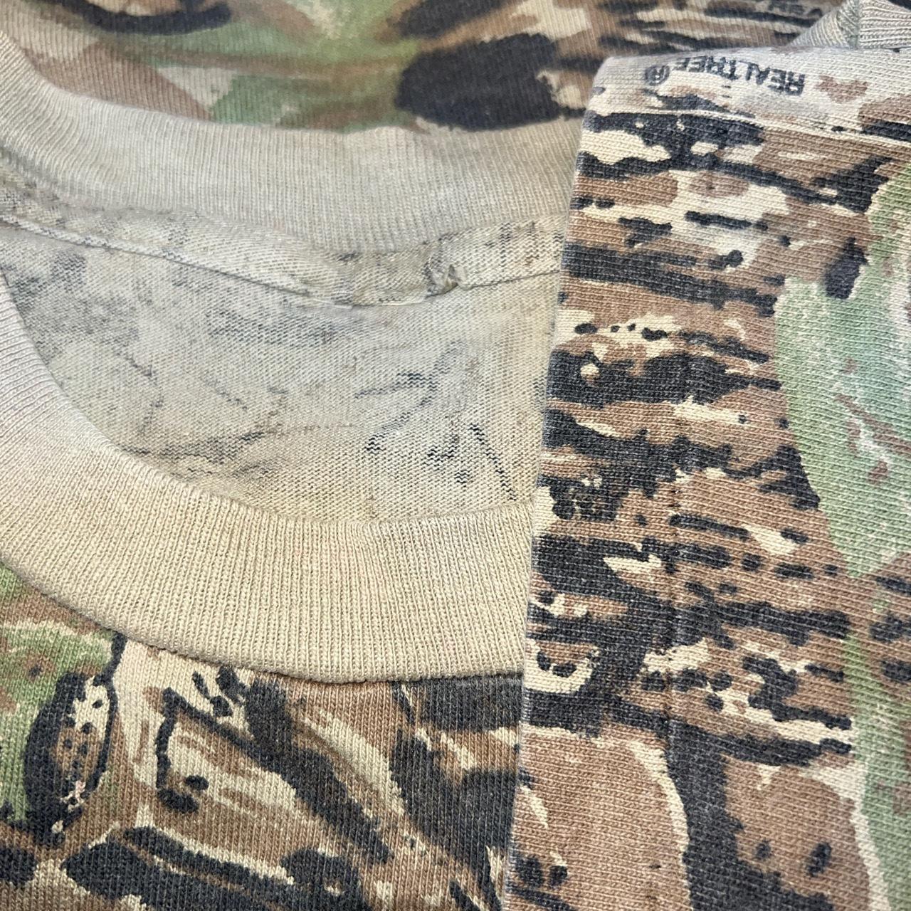 Vintage 1980’s Tree Bark Camo pocket T-shirt single... - Depop