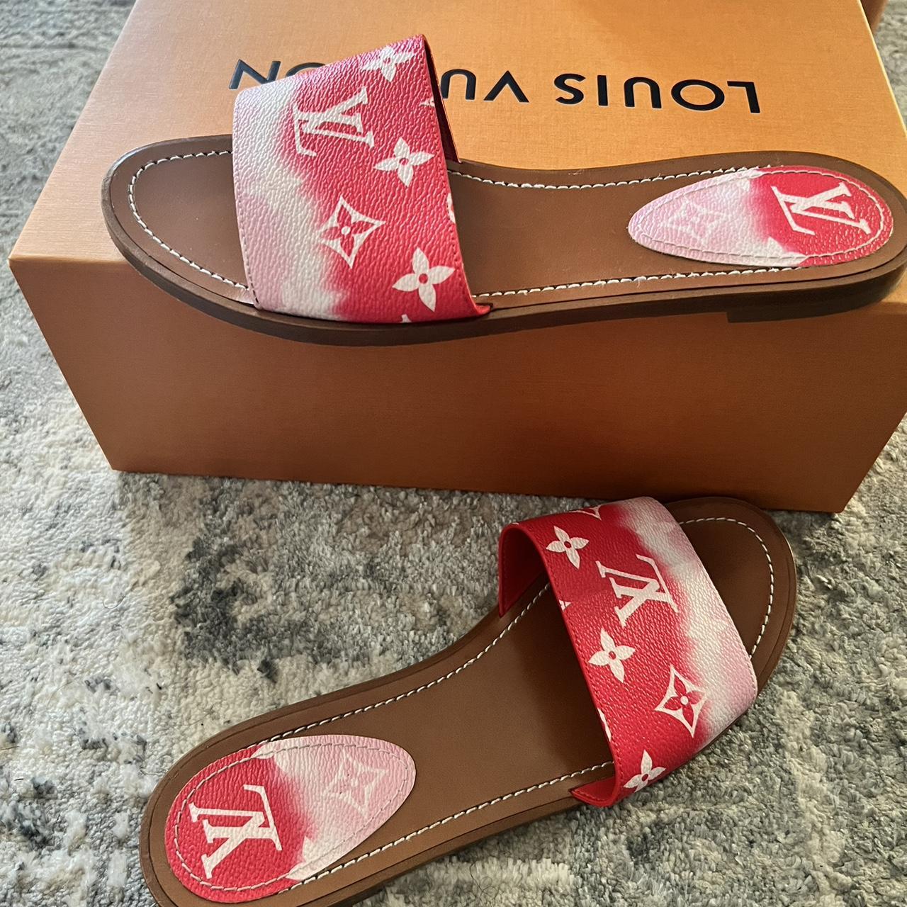 Louis Vuitton Escale Sandals Flip Flops Monogram Pink And Brown