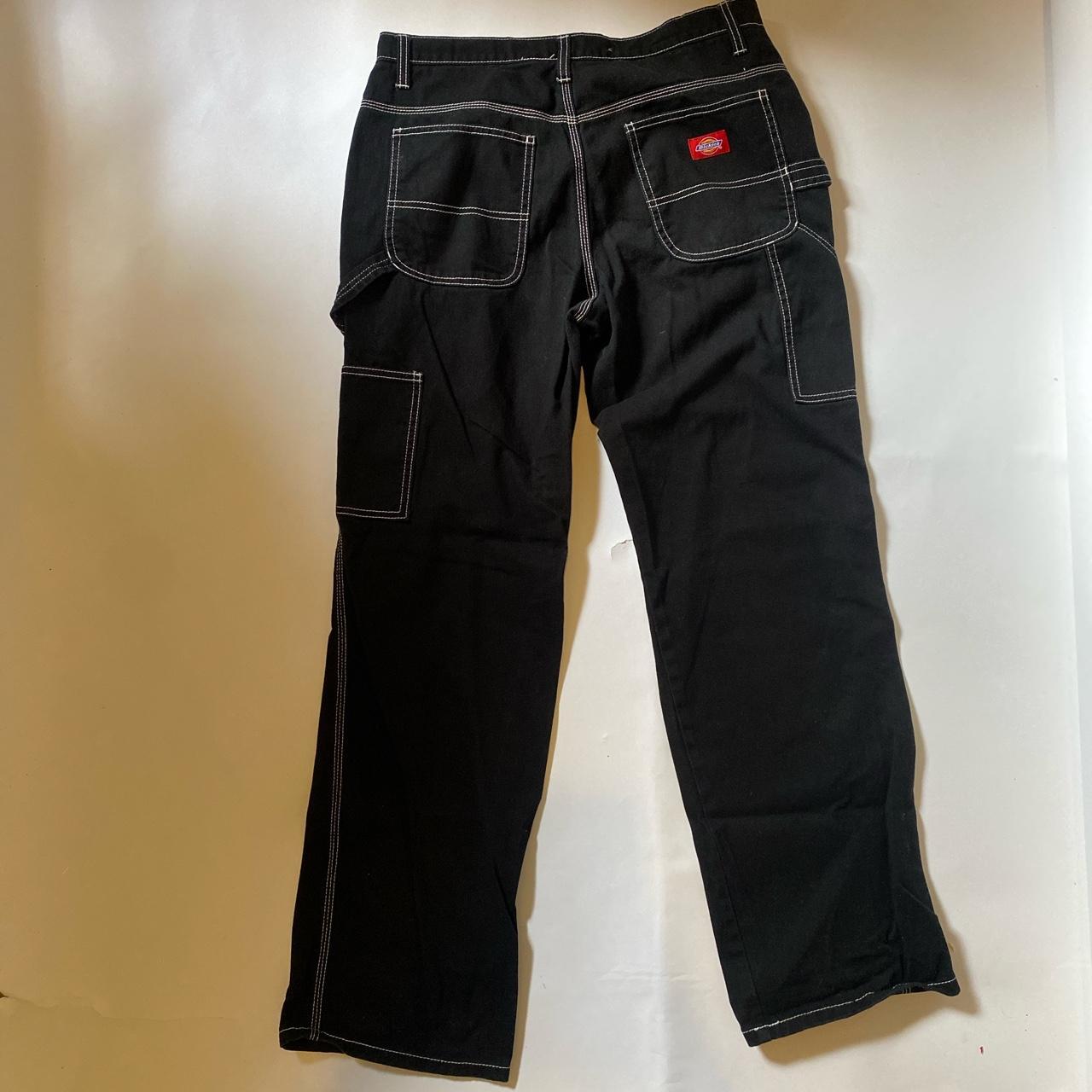 Dickies vintage black pants with white stitches... Depop