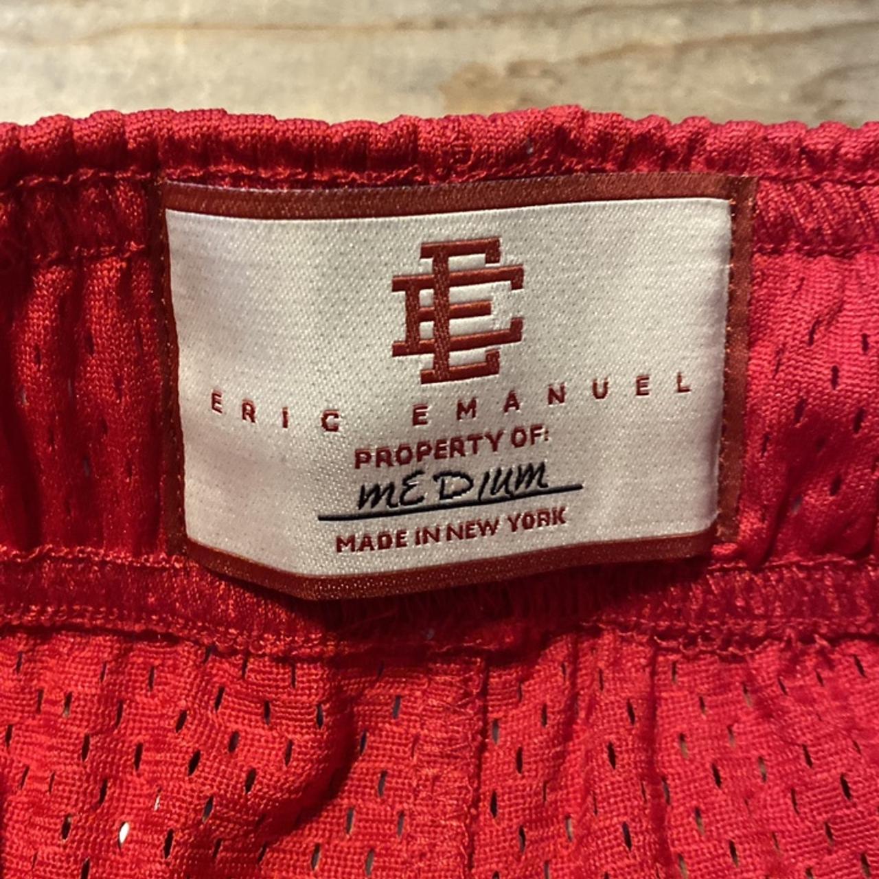 Eric Emanuel Lightning Bolt Basic Shorts Red Medium... - Depop