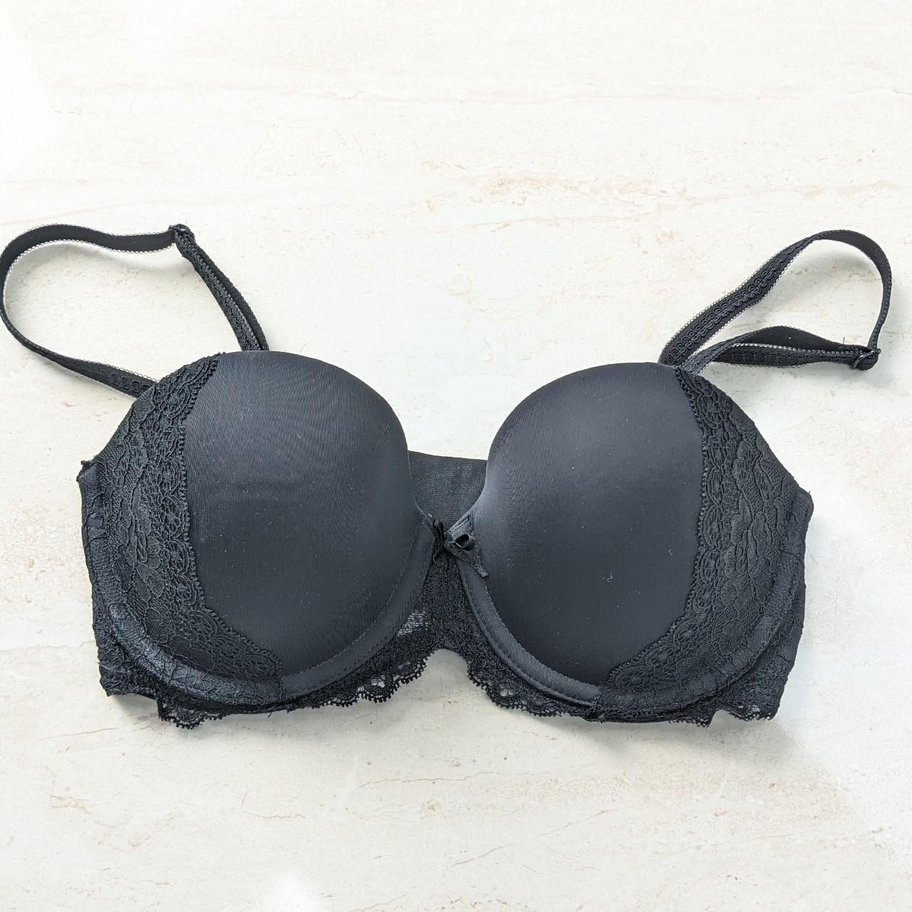 M&S black lace push up bra with optional straps. - Depop