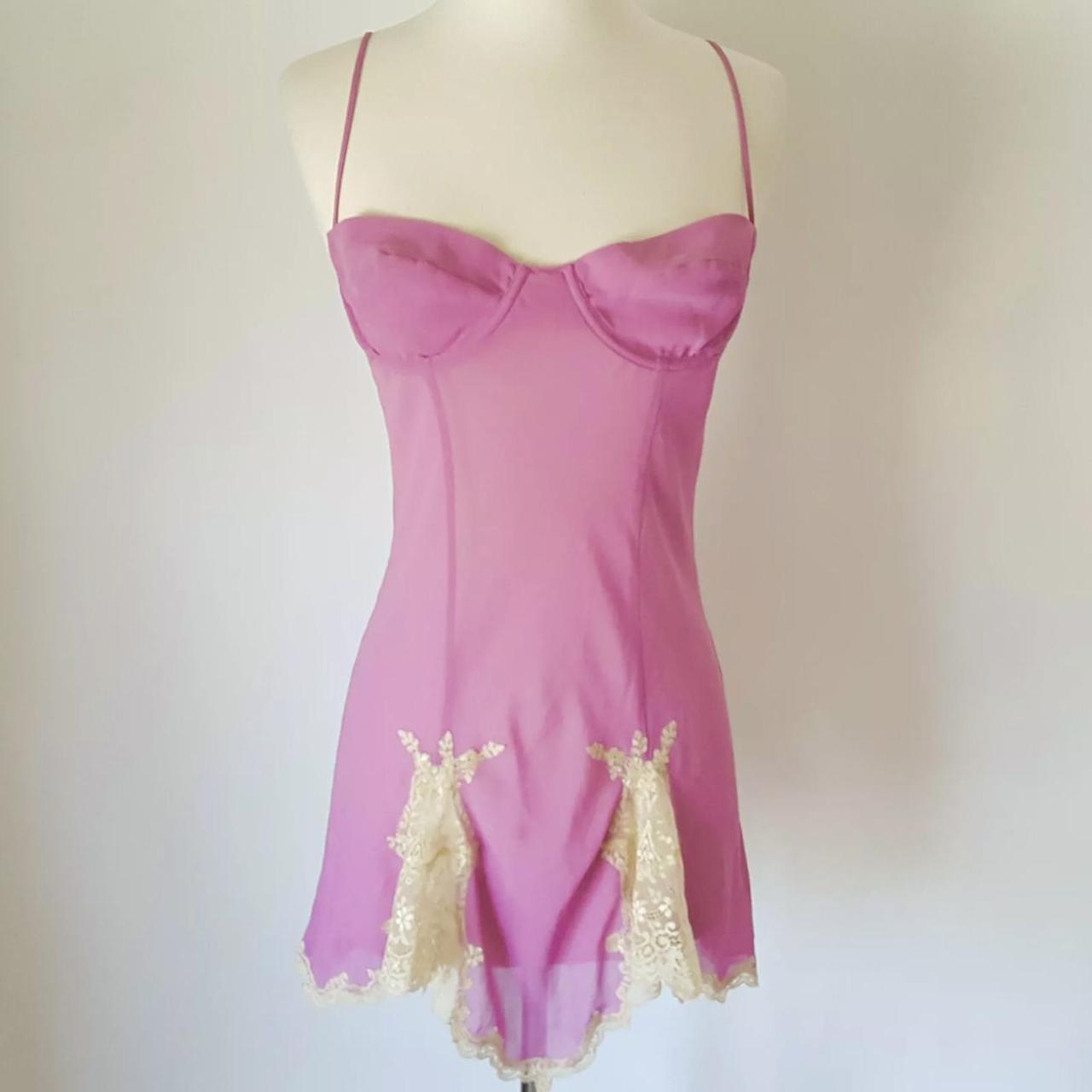 Victoria's Secret Women's Pink and Cream Dress | Depop