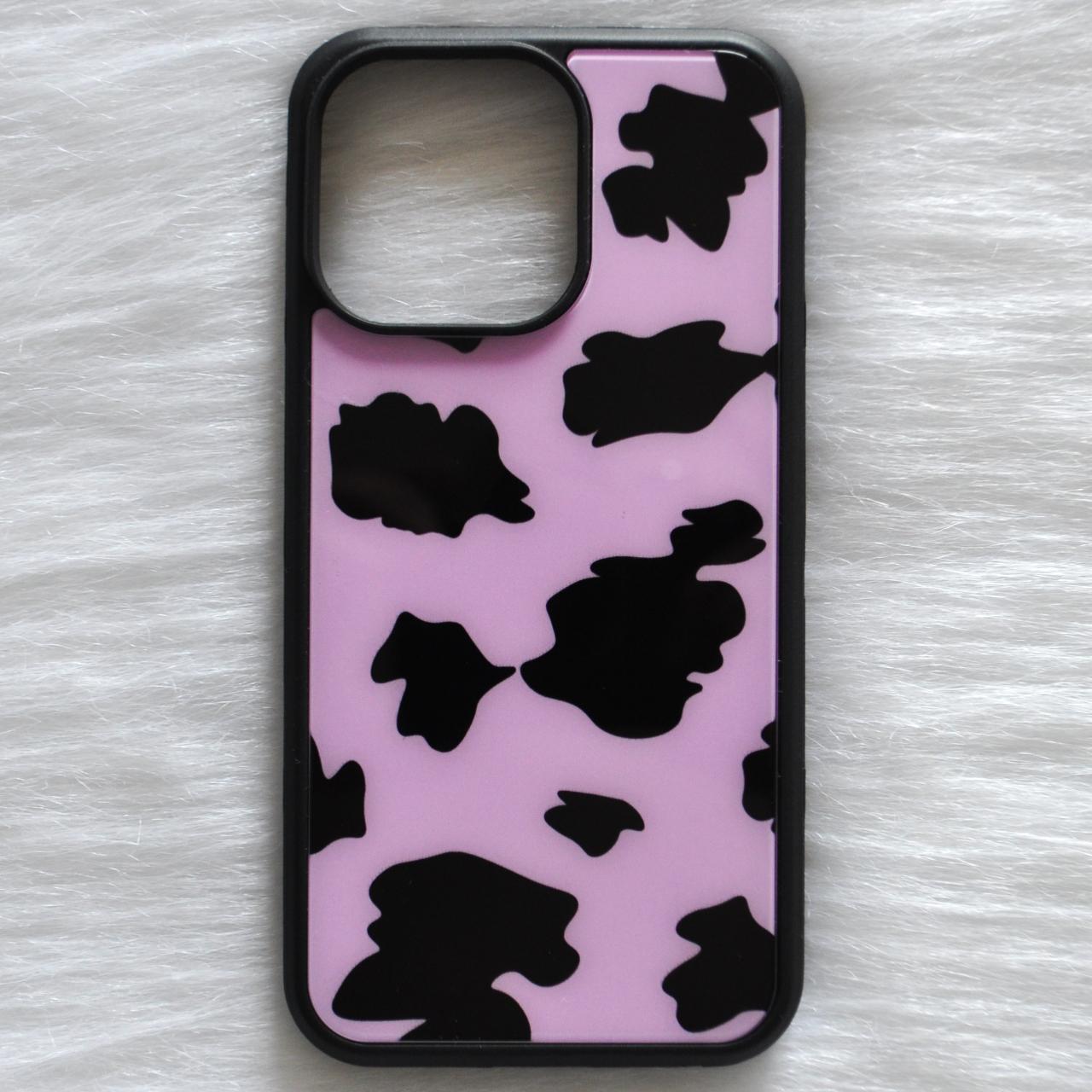 Cow print with purple background | iPhone Case